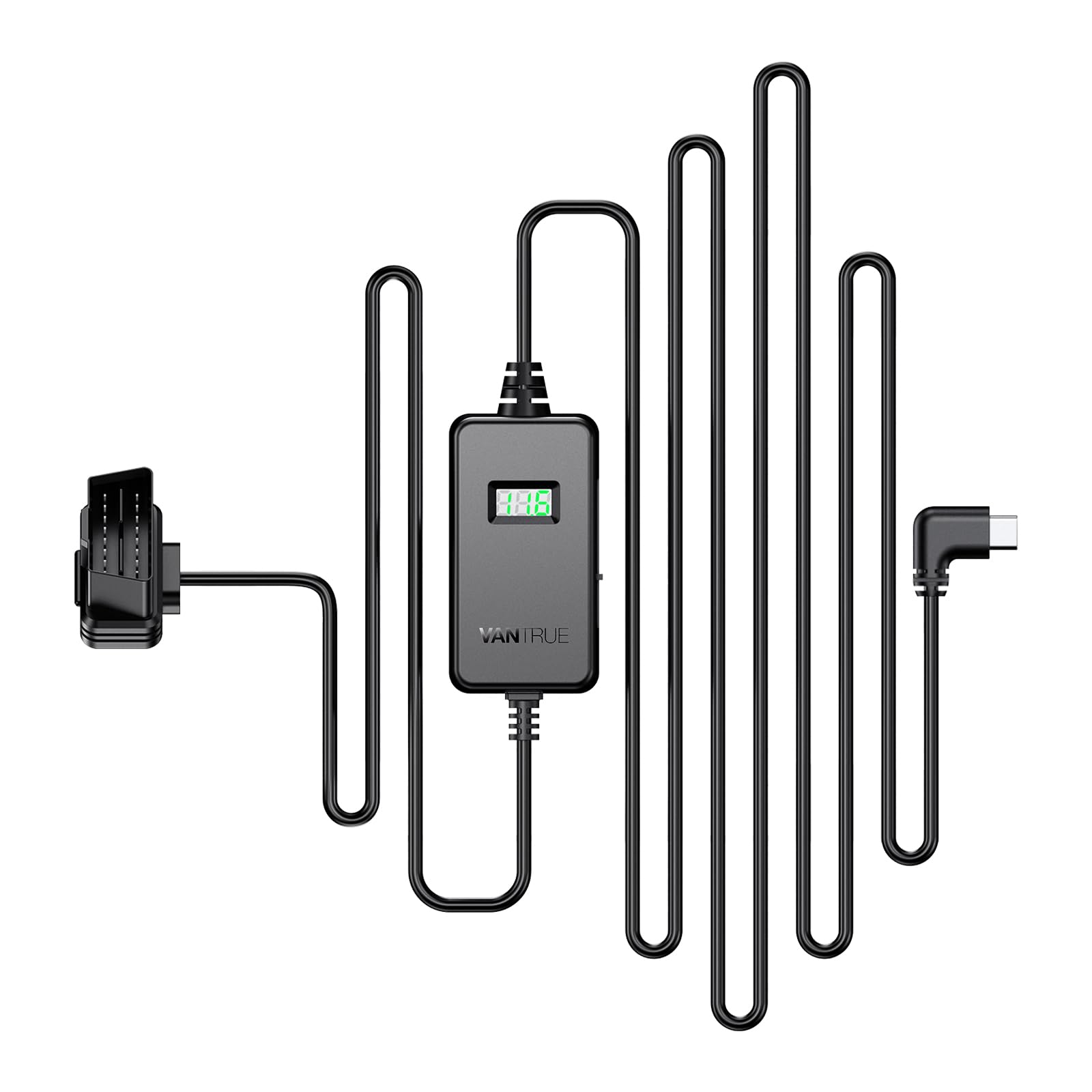 VANTRUE USB C Display OBD Hardwire mit 3 Stufen für alle Vantrue Dash Cam Halterung, Niederspannungsschutz 11.6V/12V/12.4V, 23.6V/24V/24.4V, 24 Std. Parküberwachung, 3 Meter Lang (VP04) modern Angebot bei HelloDeals