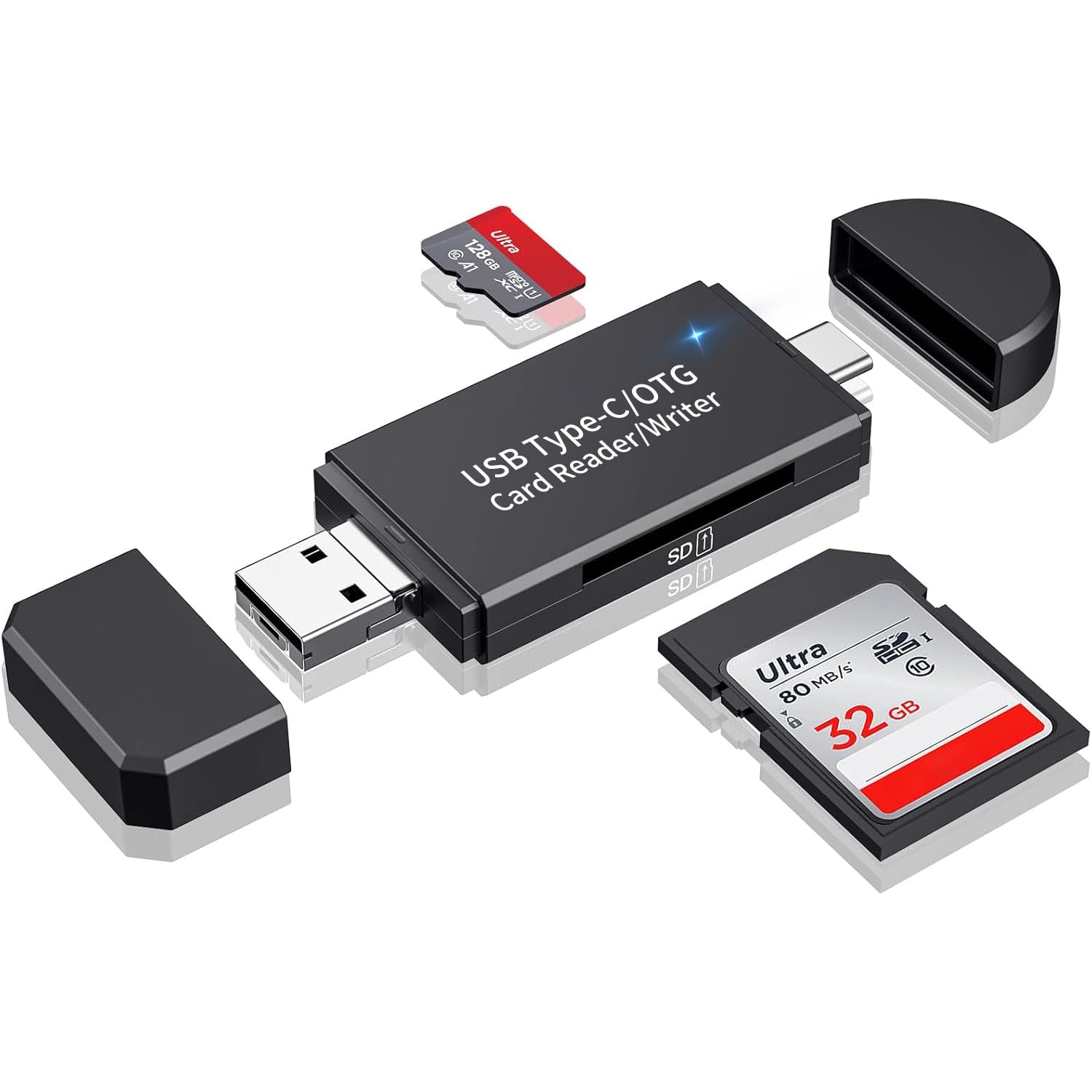 SD-Kartenleser, 3 Anschlüsse USB 2.0-Micro SD Card Reader & USBC Kartenlesegerät OTG SD Adapter für SD/SDXC/Micro/SDHC/MMC/RS-MMC/UHS-I Speicherkarte, USB-Kartenleser für SD/Micro SD-Karte USB 2.0/Micro USB/USB C Angebot bei HelloDeals