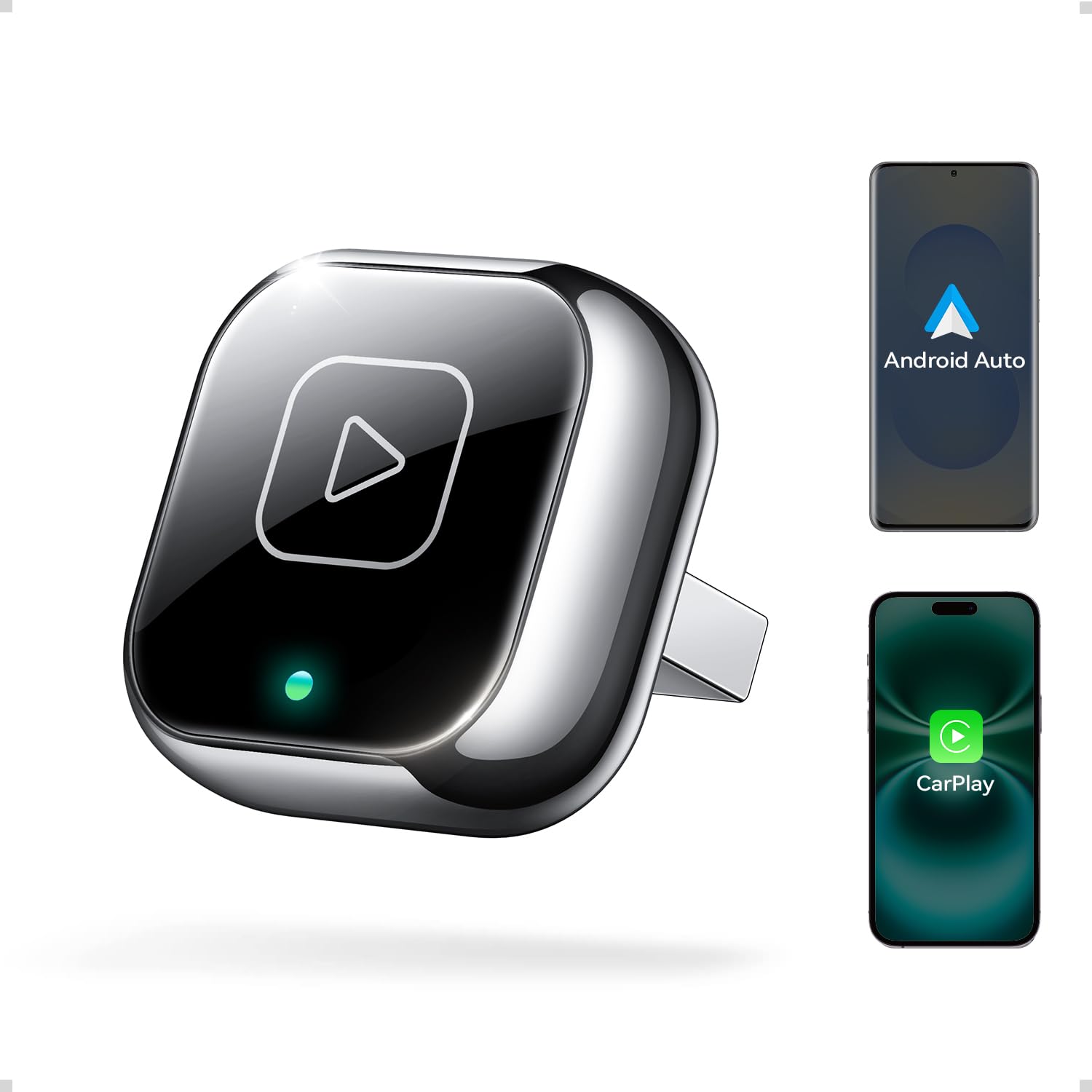 Mavlou Wireless Carplay & Android Auto Adapter, Metalldesign Mini & Stabiler 2-in-1-Dongle, Convert Wired CarPlay/Android Auto zu Wireless, für iOS 10+/Android 11+ & Autos ab 2016 (Schwarz) Angebot bei HelloDeals