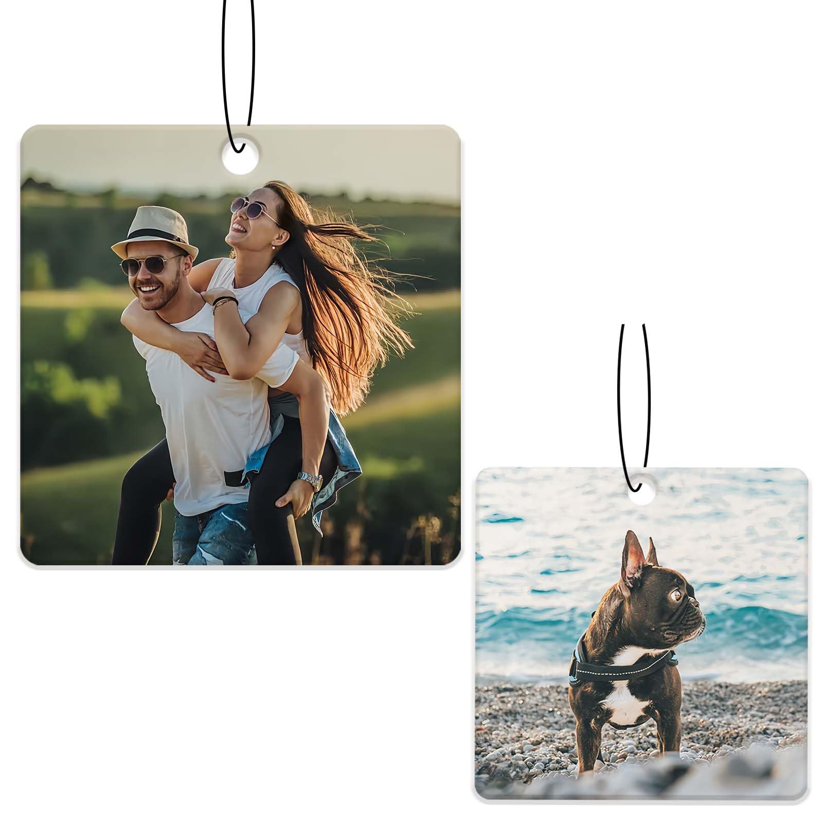 Duft Auto Personalisiert mit Text und Foto Auto Parfüm Lustig Selbst Gestalten Auto Deko Personalisierter Lufterfrischer für Auto, Zuhause, Geschenk,Familie (Quadrat) Angebot bei HelloDeals