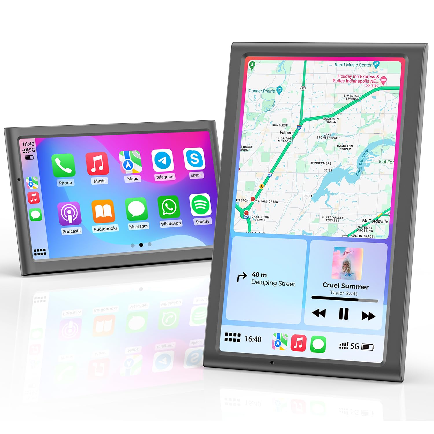Krunia 7" Drahtloses Tragbares 60FPS Car Play Display für Apple CarPlay & Android Auto, Hoch und Querformat, Mirror Link, Bluetooth, Sprachsteuerung, GPS-Navigation, Optional Rückfahrkamera Möglich Angebot bei HelloDeals