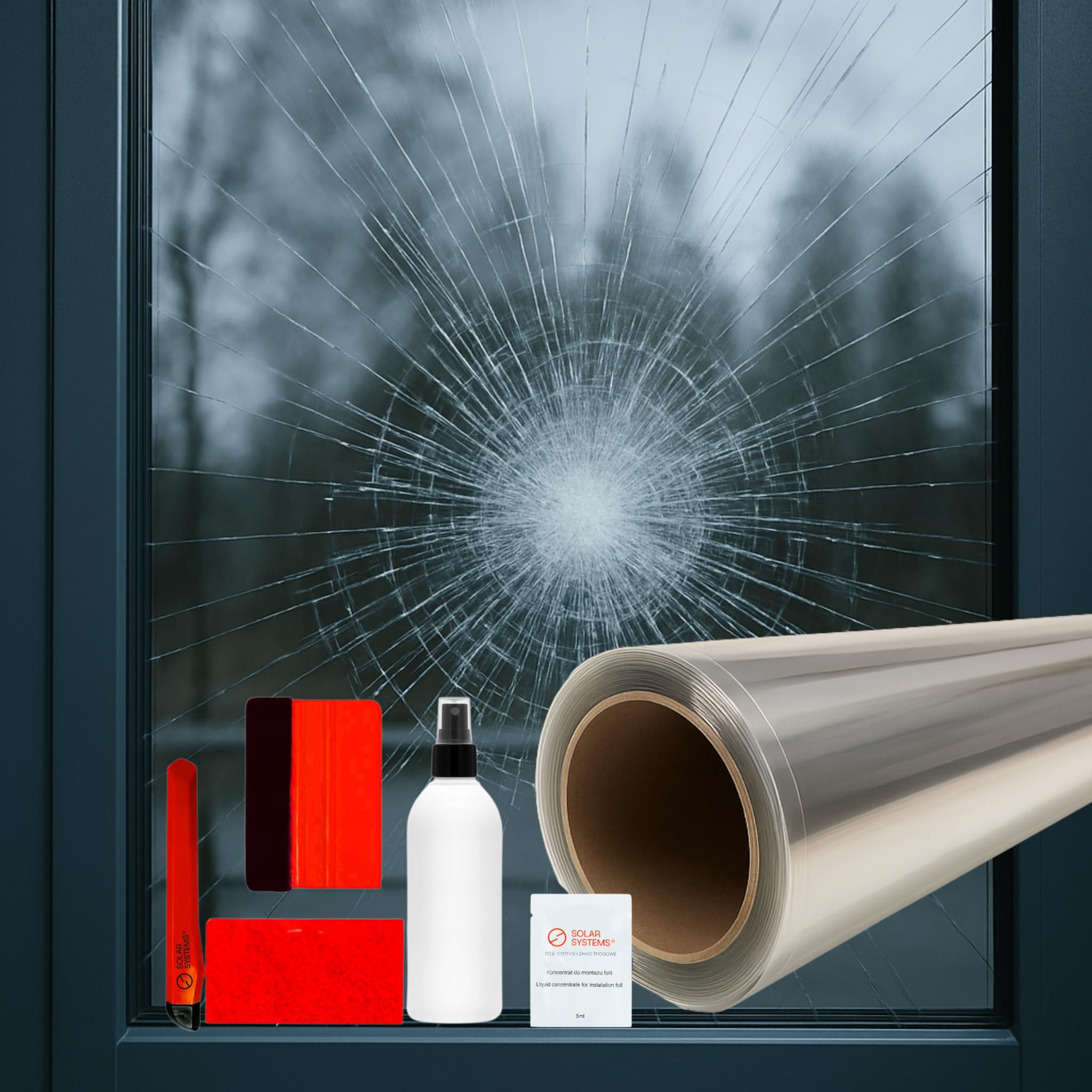 Solar Systems Fenster Splitterschutz Folie Sicherheitsfolie Einbruchschutzfolie Glasschutzfolie + Folienmontage-Set - P0 Clear 4C 2B2 -Transparent 100x152cm 100x152 cm Angebot bei HelloDeals