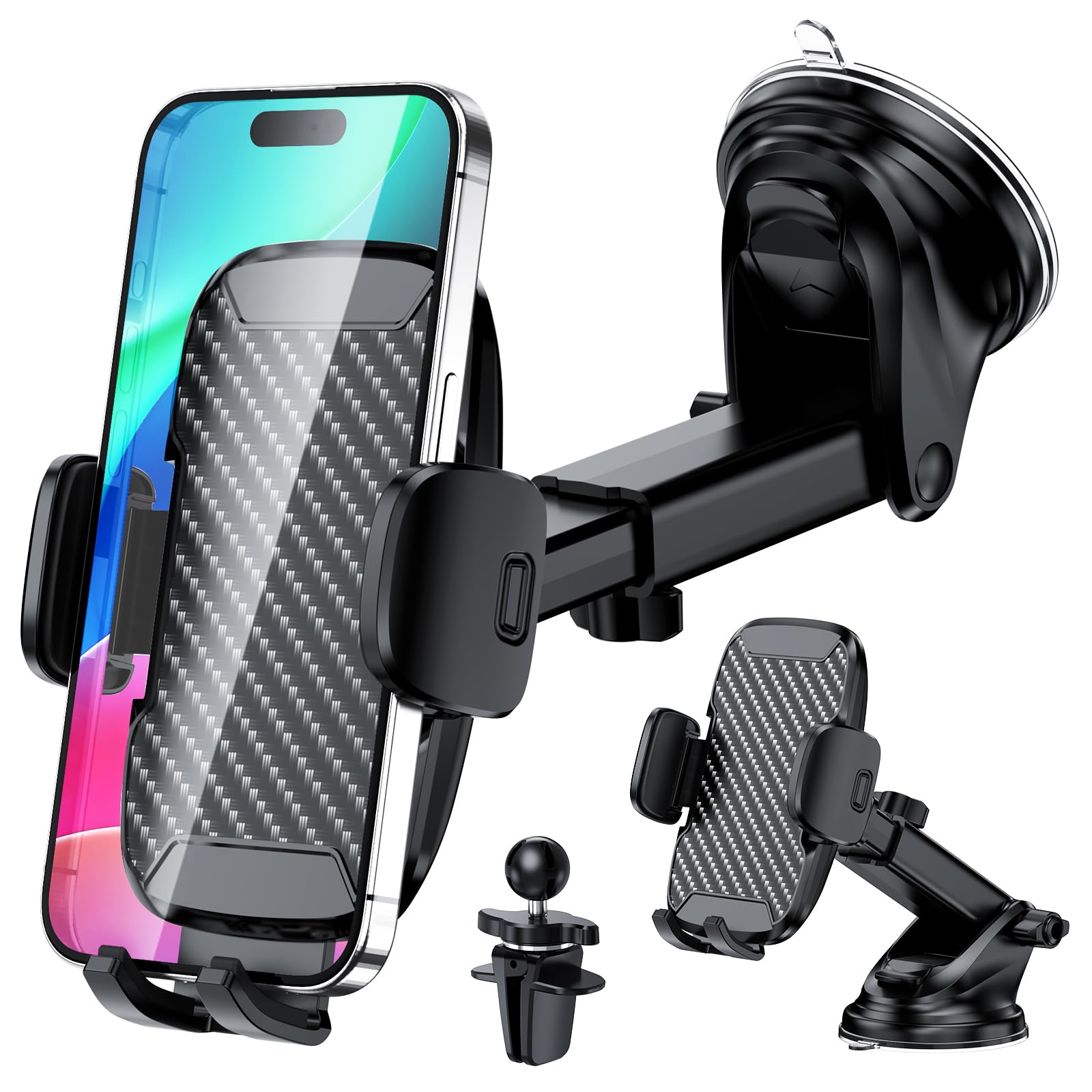 Vexloria Handyhalterung Auto, Handyhalterung Auto Lüftung Armaturenbrett Windschutzscheibe KFZ Handy Halterung mit EIN-Knopf-Release, 360° Drehbar für iPhone, Android Alle Smartphones Angebot bei HelloDeals