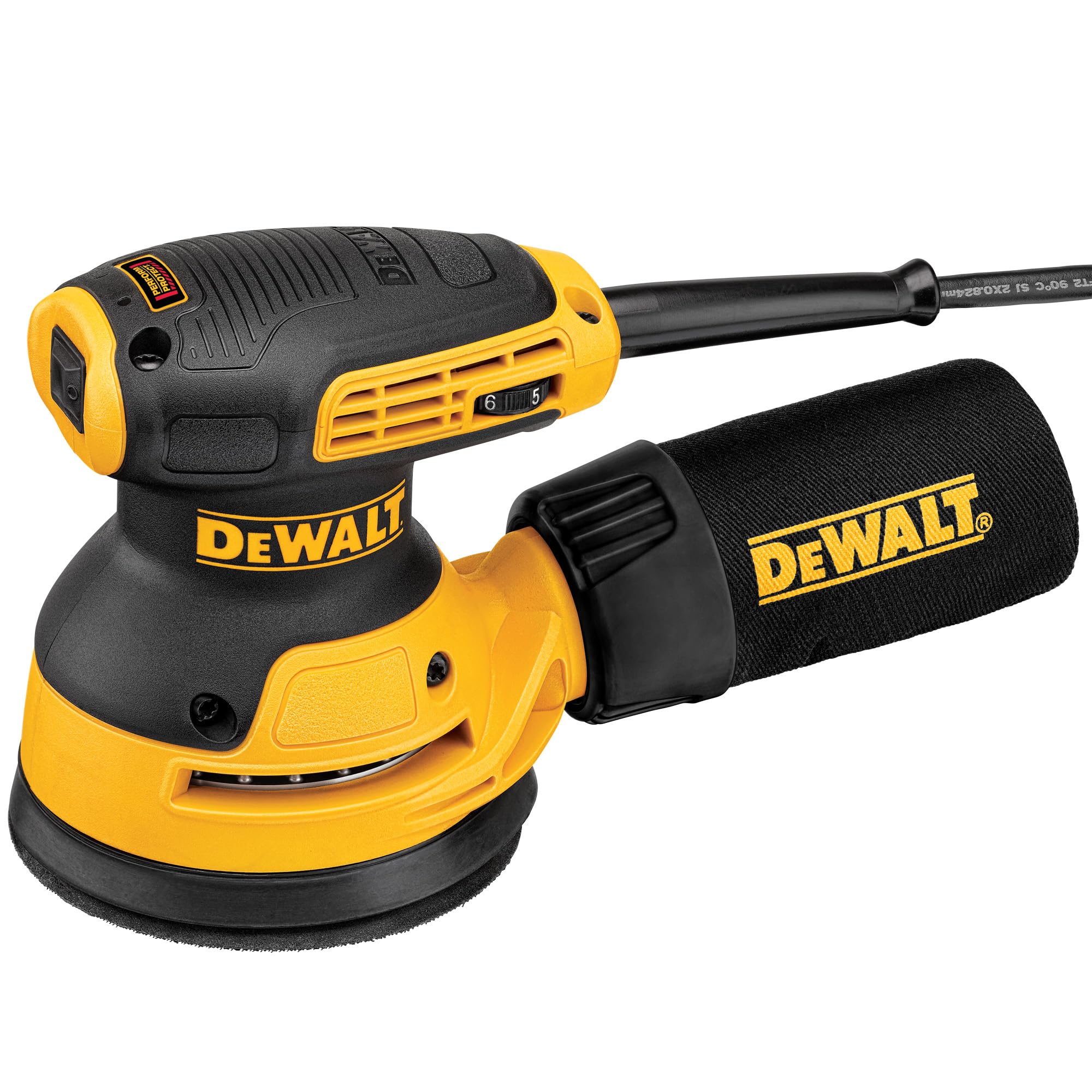 DEWALT 125 mm Exzenterschleifer (280 Watt, Vibrationsdämpfung, Sanftanlauf, Drehzahl-Konstanthaltung, Schwingkreis-ø: 2,6 mm, Staubschutz für Getriebe und Schalter, Klettfix, Staubfangsack) DWE6423-QS Single Angebot bei HelloDeals