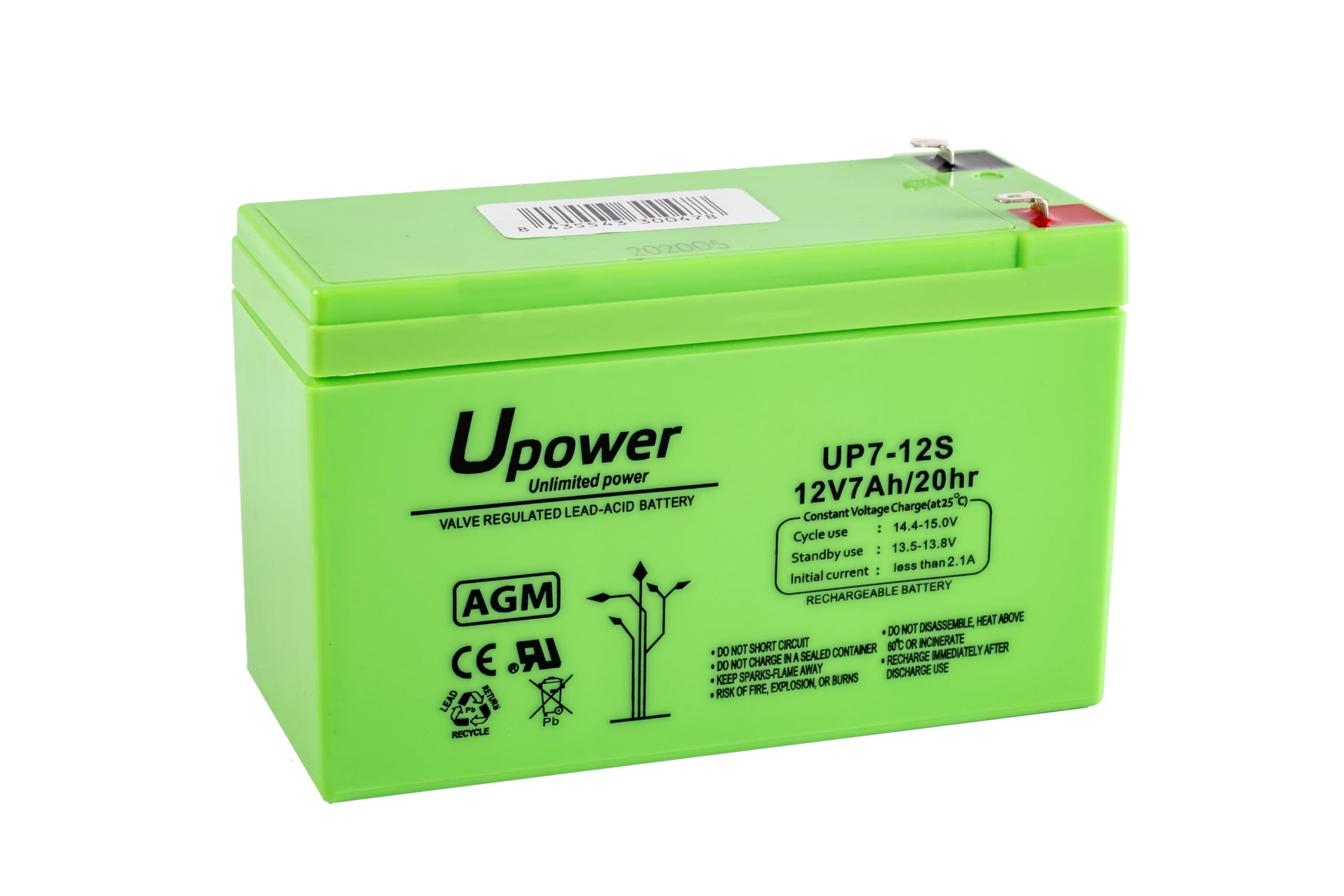 U-Power - Hermetische AGM-Blei-Säure-Batterie 7Ah 12V - Akkus Faston F1 4.8mm 12V 7Ah Angebot bei HelloDeals
