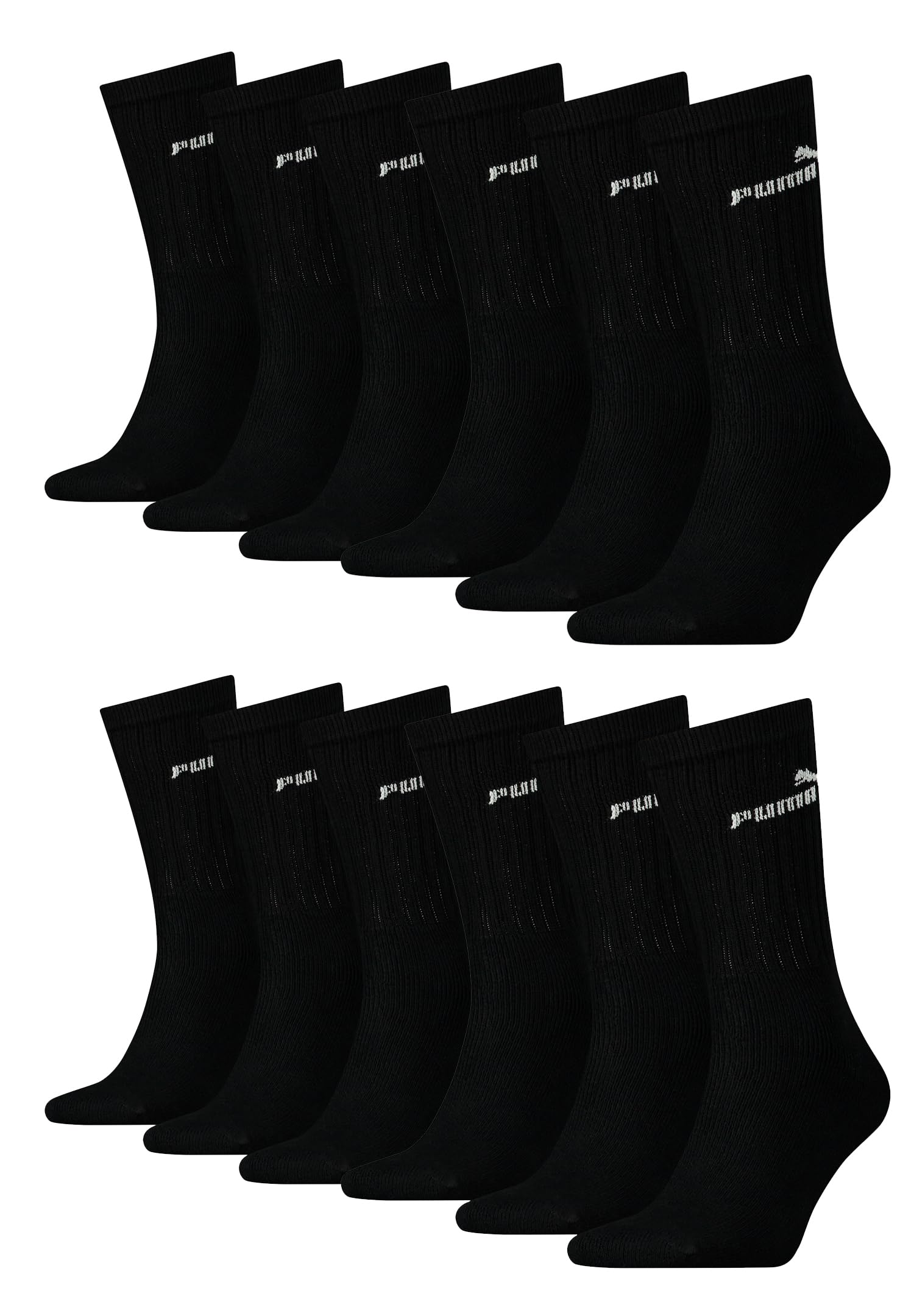 PUMA Unisex Crew Tennissocken Sportsocken Socken für Damen Herren 12 Paar 43-46 200 - black Angebot bei HelloDeals