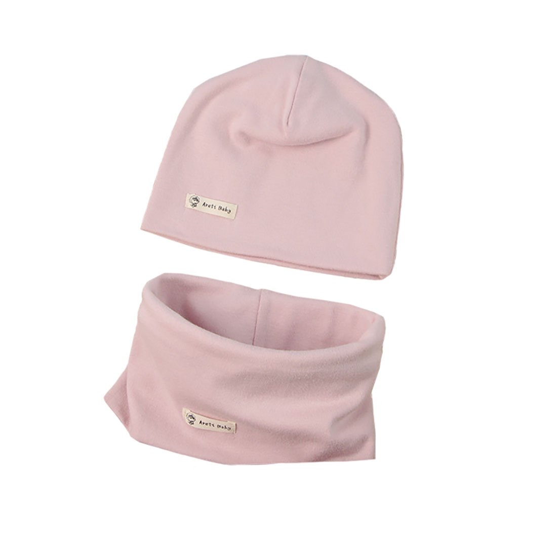 Boomly Baby Strickmütze+ Loop Schal Set Baumwollmütze Weich Kinder Mode Beanie Mütze Nackenwärmer Halsbänder Halstuch Herbst Winter Rosa M Angebot bei HelloDeals