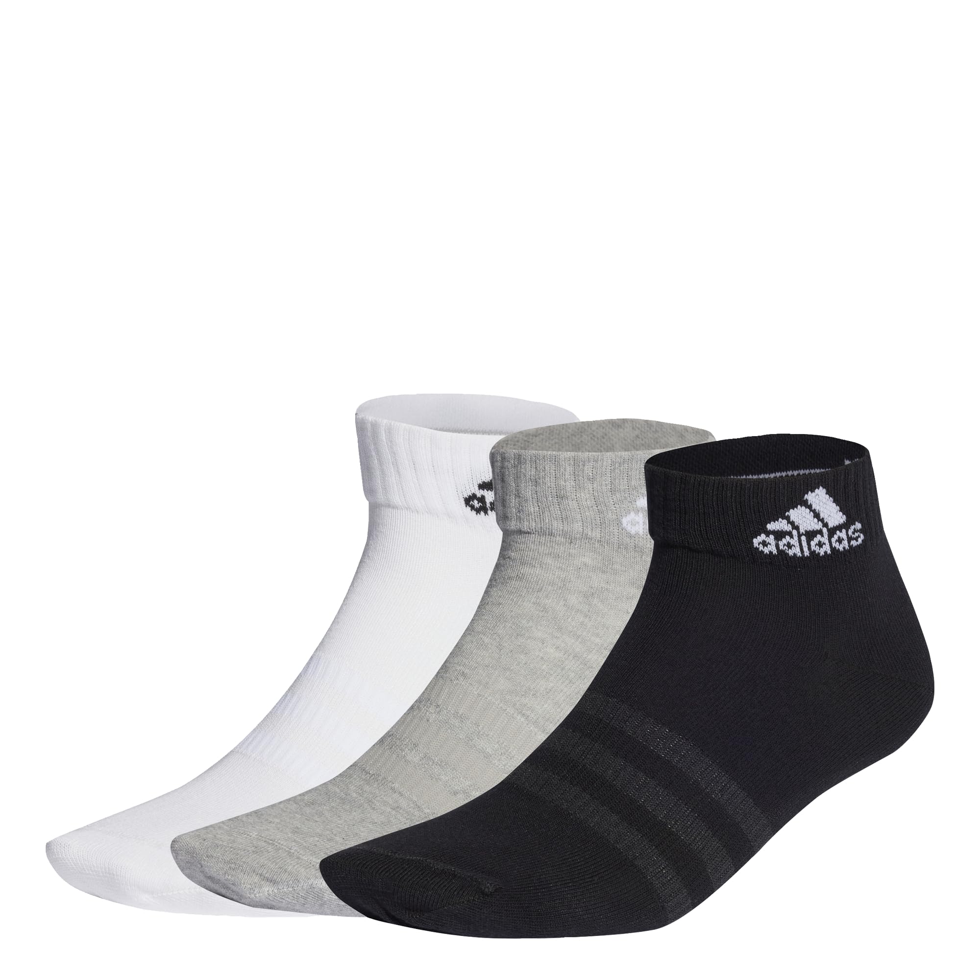 adidas Unisex Thin And Light Ankle Socks 3 Pairs Knöchelsocken 43-45 Medium Grey Heather / White / Black Angebot bei HelloDeals
