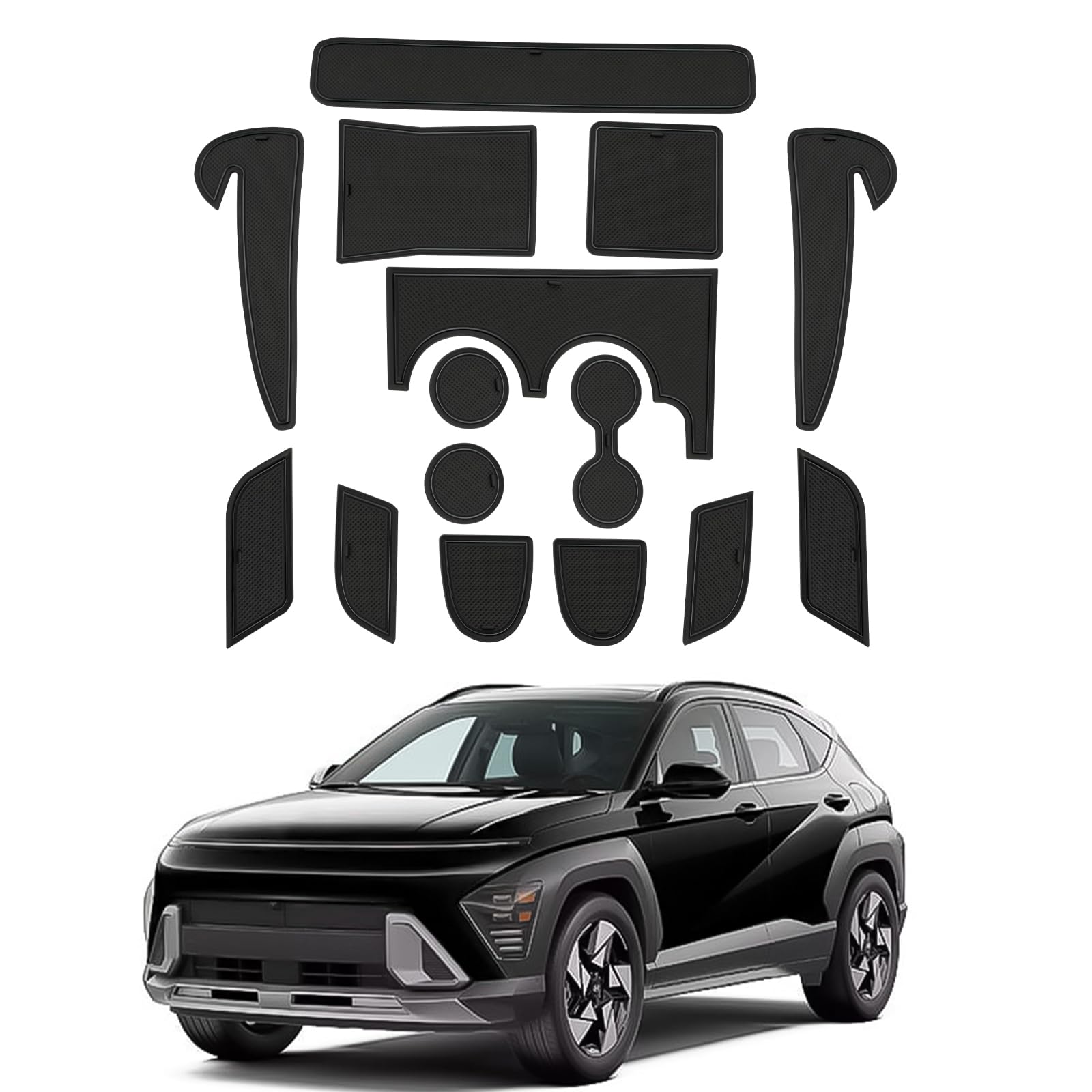 CDEFG Kompatibel mit Hyundai Kona SX2 EV Elektro 2024 2025 Gummimatten Mittelkonsole Antirutschmatten Kona EV rutschfest Gummi Auto Matte Kona 2024 EV Zubehör 2024 2025 SX2 EV Schwarz Angebot bei HelloDeals
