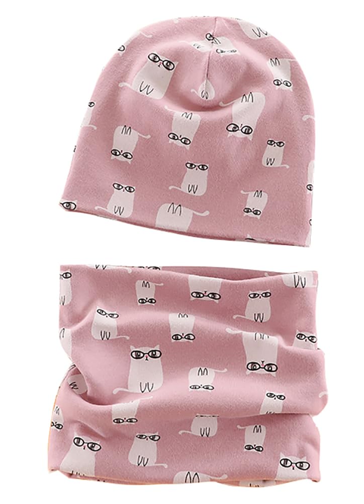 VUCDXOP Baby Kinder Baumwolle Mütze Schal Set Winter Jungen Mädchen Beanie Hüte + Schlauchschal 2er Set Herbst Winter Weich Baumwolle Beanie Mütze Hut Halstuch Rundschal Nackenwärmer Set Angebot bei HelloDeals