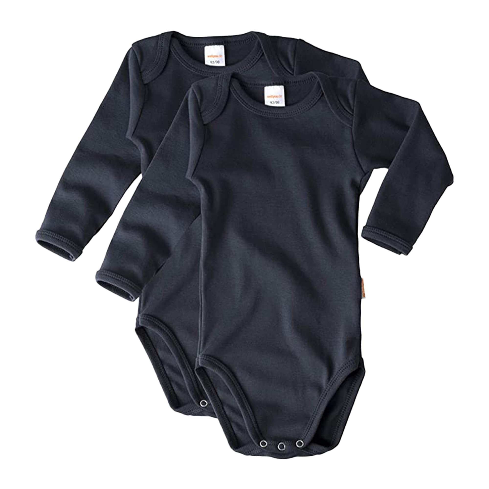 wellyou – Langarmbody Baby & Kinder aus 100% Baumwolle – Babybody für Mädchen & Jungen – 2er Set Langarm Baby Body in Größe 50-134 – Made in EU 104-110 Marine Angebot bei HelloDeals