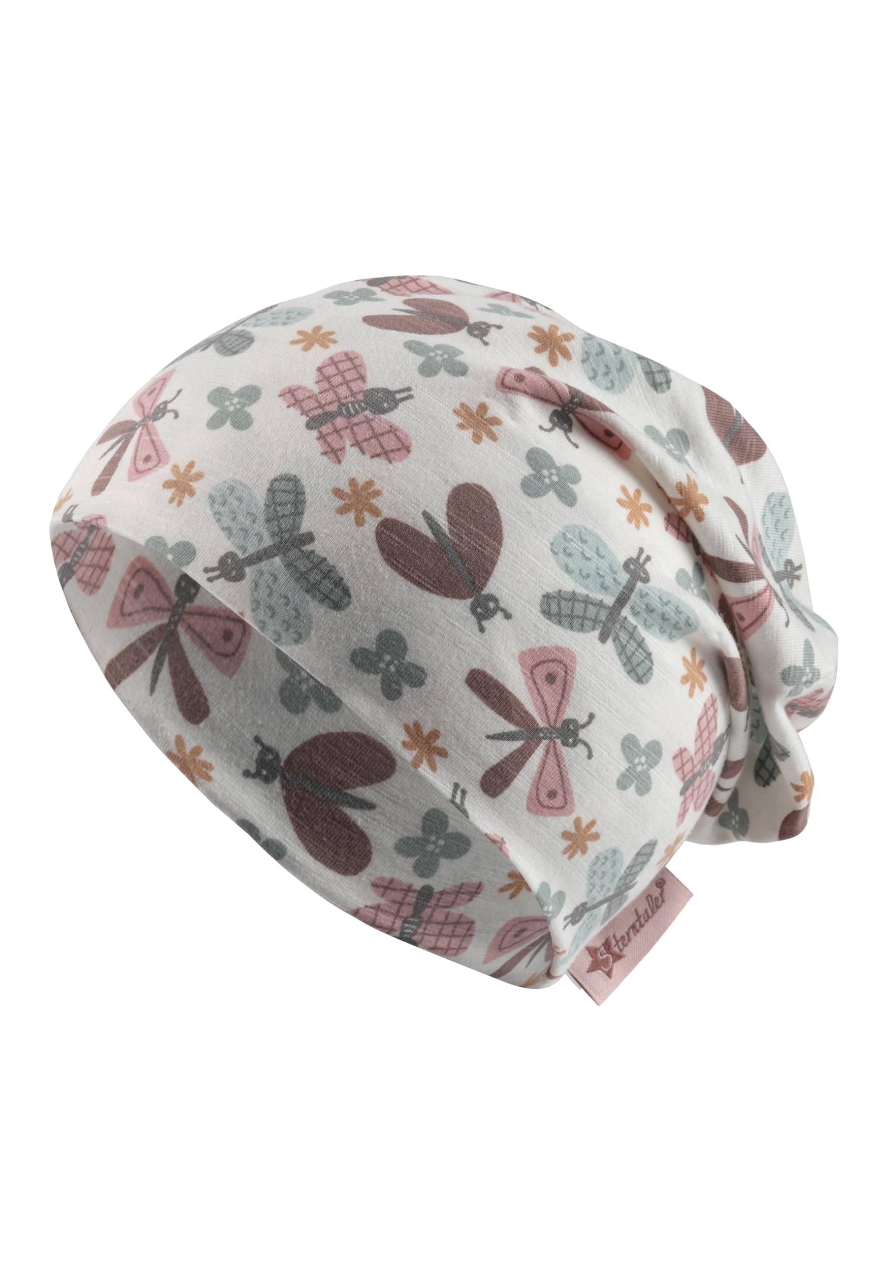 Sterntaler Beanie Schmetterling - Baby Mütze aus Flammgarn Jersey mit allover Schmetterlingen - Mädchen Beanie Mütze - Baby und Kinder Übergangsmütze Angebot bei HelloDeals