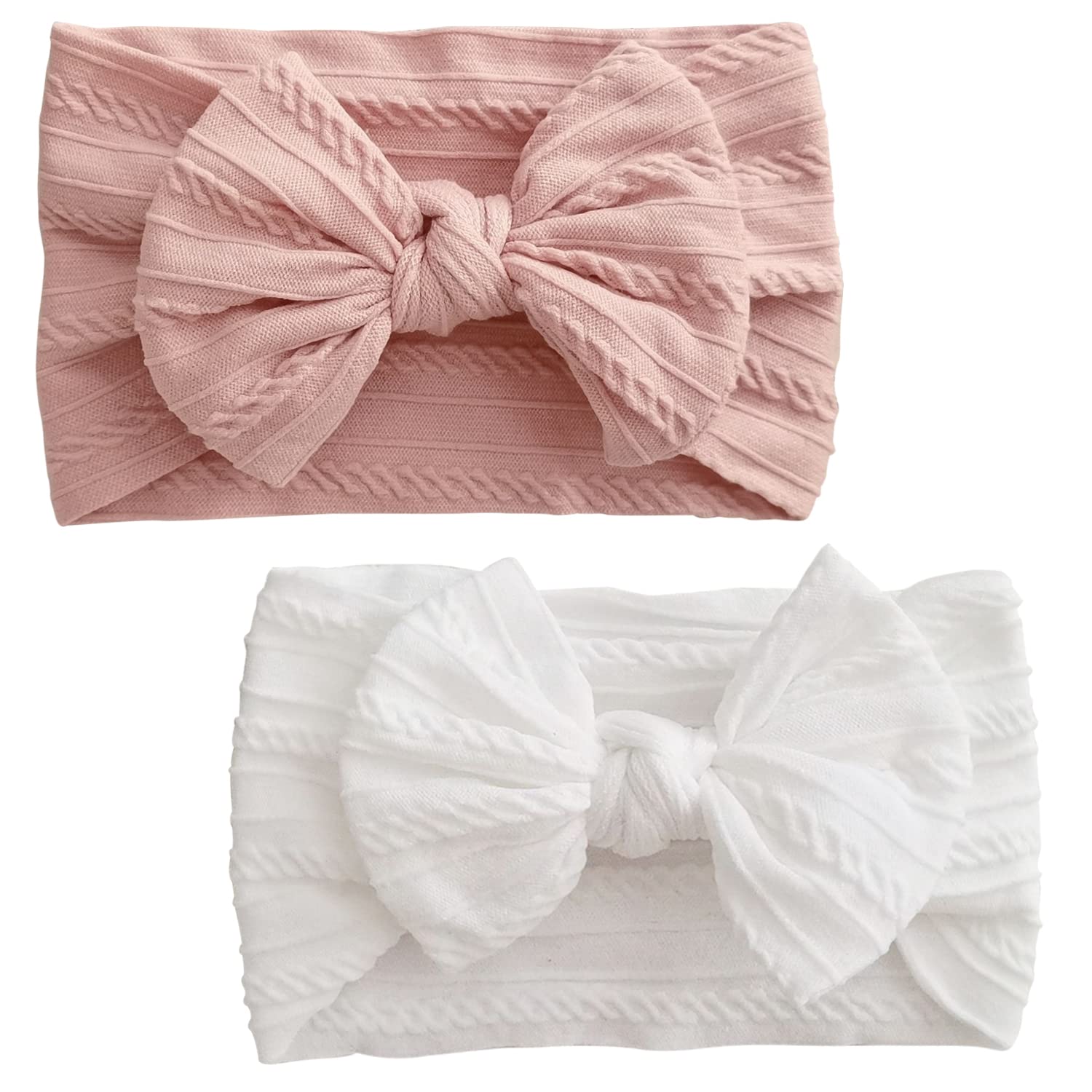 2 Stück Baby Turban Stirnband Baby Mädchen Nylon Stirnbänder Baby Schleife Stirnband Weiche Schleife Kopfbedeckung Elastische Haarbänder für Neugeborene, Kleinkinder (Rosa und Weiß) 2 Stück Baby-Turban-Stirnband Angebot bei HelloDeals