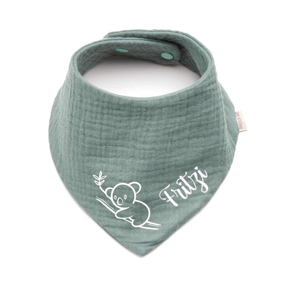 Personalisiertes Dreieckshalstuch aus Baumwolle/Musselin | Koala mit Namen | Halstuch für Jungen, Mädchen | Viele Farben Angebot bei HelloDeals