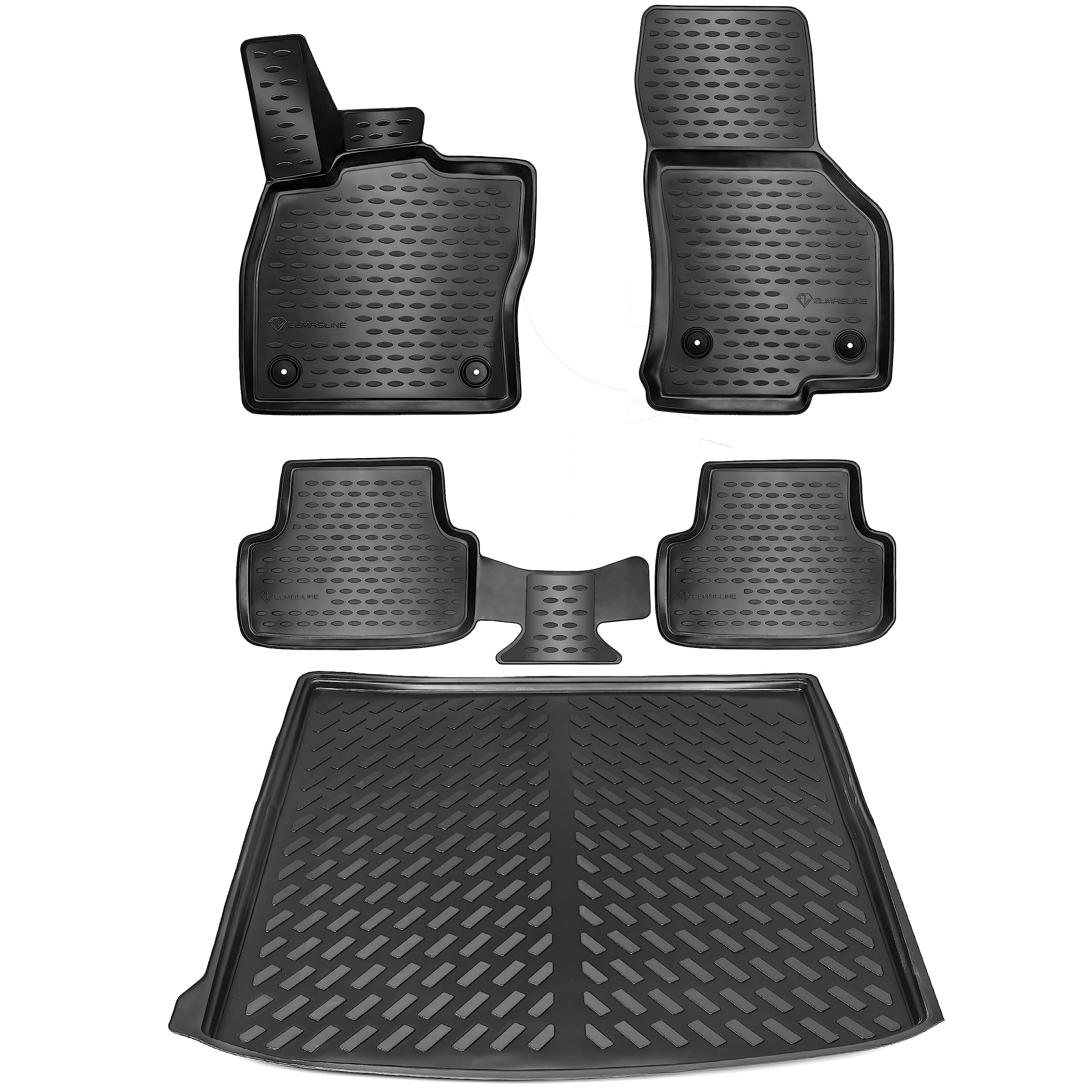 ELMASLINE 3D Gummimatten & Kofferraumwanne Set für VW Passat B8 Variant ab 2014 | Hoher Rand | Zubehör Fußmatten Kofferraum Variant Baujahr 2014-2023 Angebot bei HelloDeals