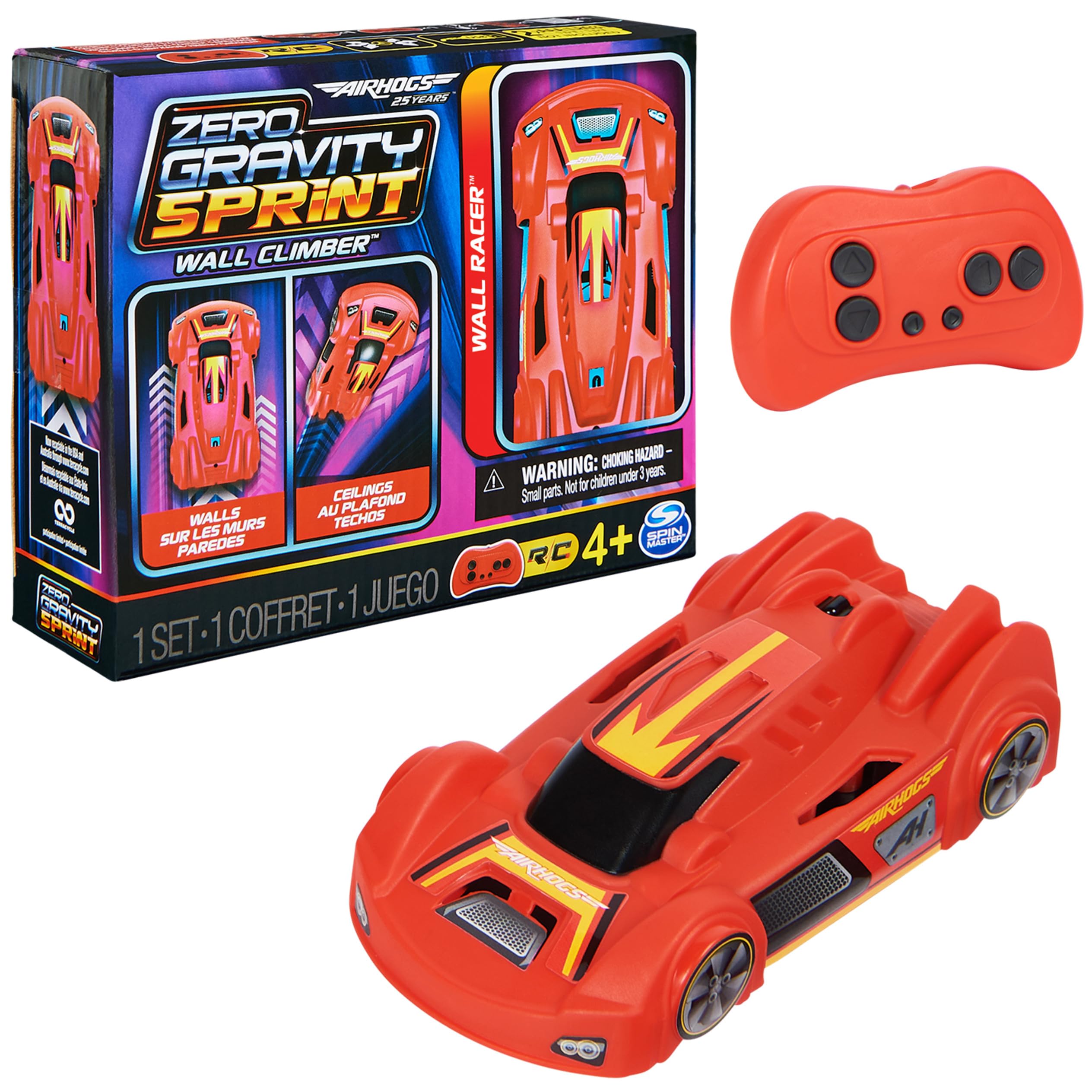 Air Hogs Zero Gravity Sprint Wall Climber, ferngesteuertes Auto, wiederaufladbar über USB, ferngesteuertes Auto, rot, für den Innenbereich, Spielzeug für Kinder ab 4 Jahren Angebot bei HelloDeals