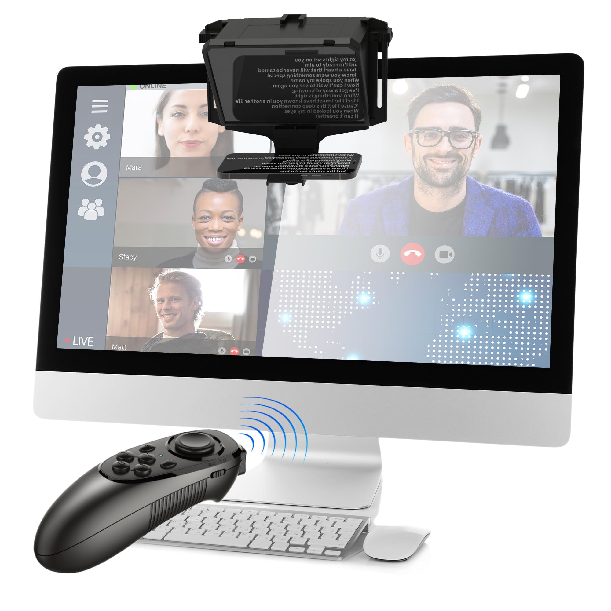 7,7 Zoll Tragbarer Teleprompter für Telefon und Kamera - 3-in-1 Handheld/Desktop/Monitor Setup, HD 70/30 Beam Splitter Glas, Fernbedienung inklusive, kompatibel mit iOS & Android Angebot bei HelloDeals