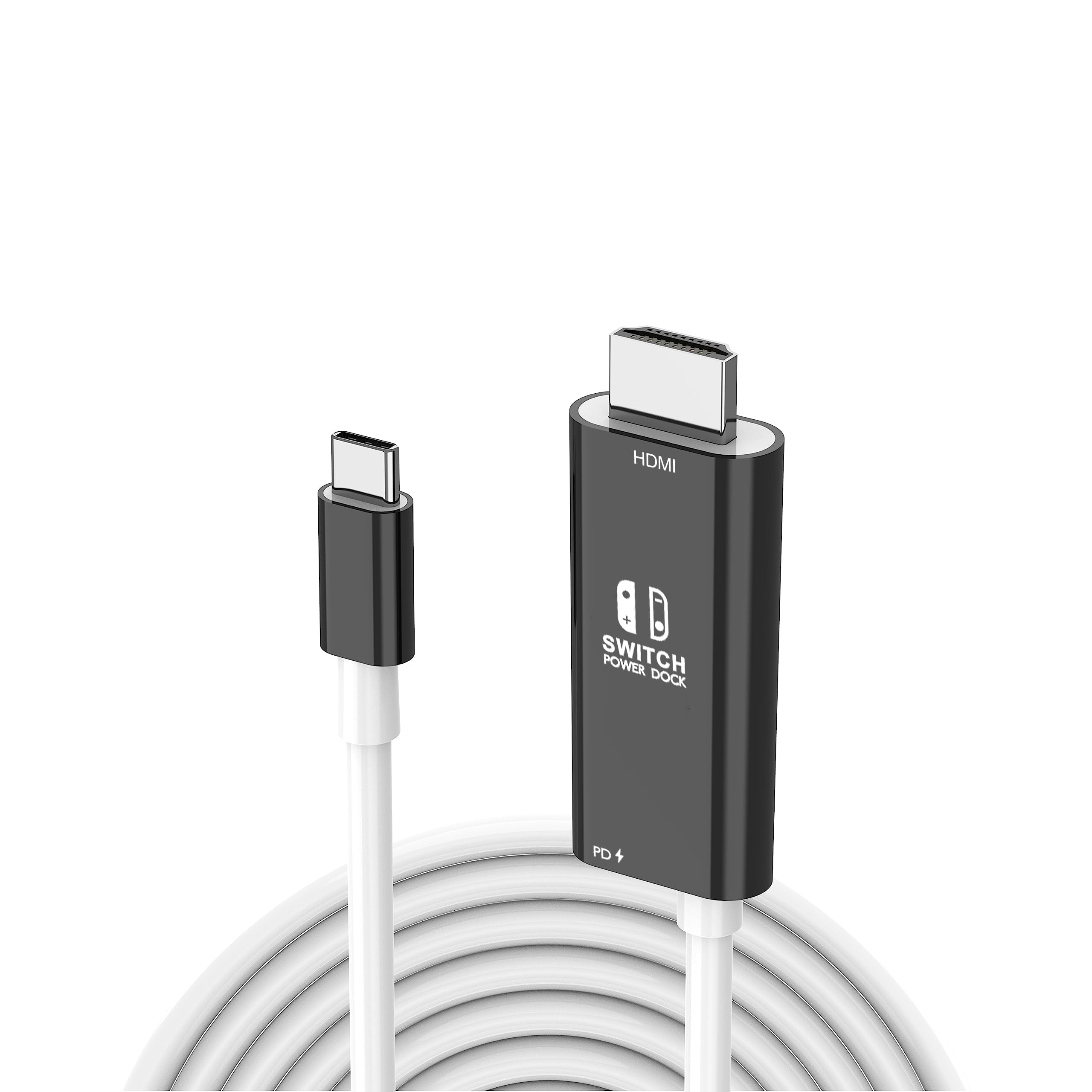 Switch TV Adapter for Nintendo Switch/OLED, 2-in-1 Switch Portable Dock with 4K HDMI, Type C 100W PD, Mini Travel TV Cable for Switch, Steam Deck Schwarz Weiß Angebot bei HelloDeals