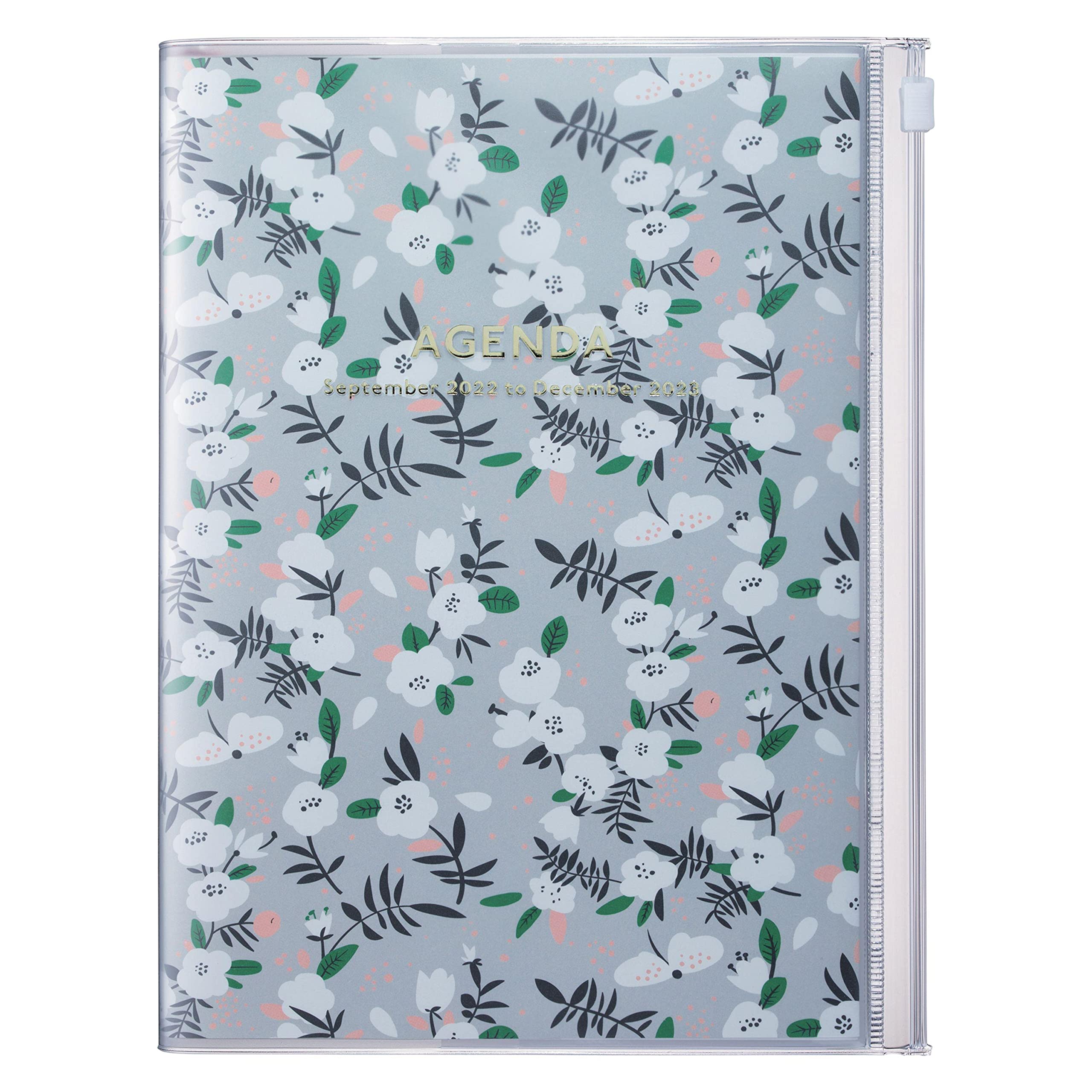 MARK'S 2022/2023 Taschenkalender A5 vertikal, Flower Pattern, Gray: Von September 2022 bis Dezember 2023 Angebot bei HelloDeals