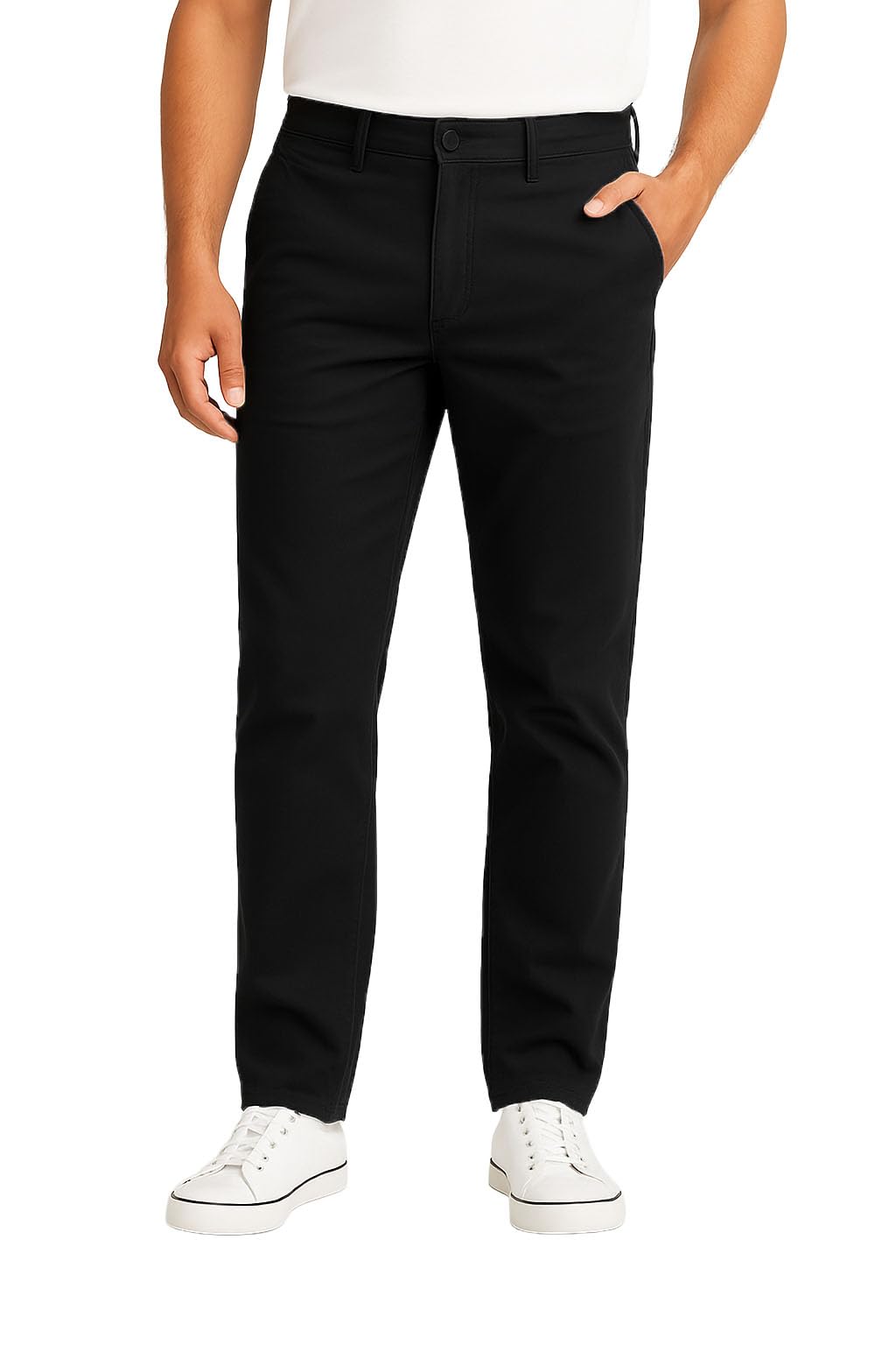 D’MARO Herren Chino Hose Regular-Fit – Baumwolle mit Stretch – Bequeme Stoffhose für Freizeit & Business – Modern & Pflegeleicht – Chinos für Männer 38W / 32L Schwarz Angebot bei HelloDeals