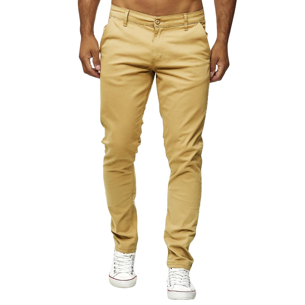 Elara Herren Chino Hose Stretch 32W / 30L Dunkelbeige Angebot bei HelloDeals