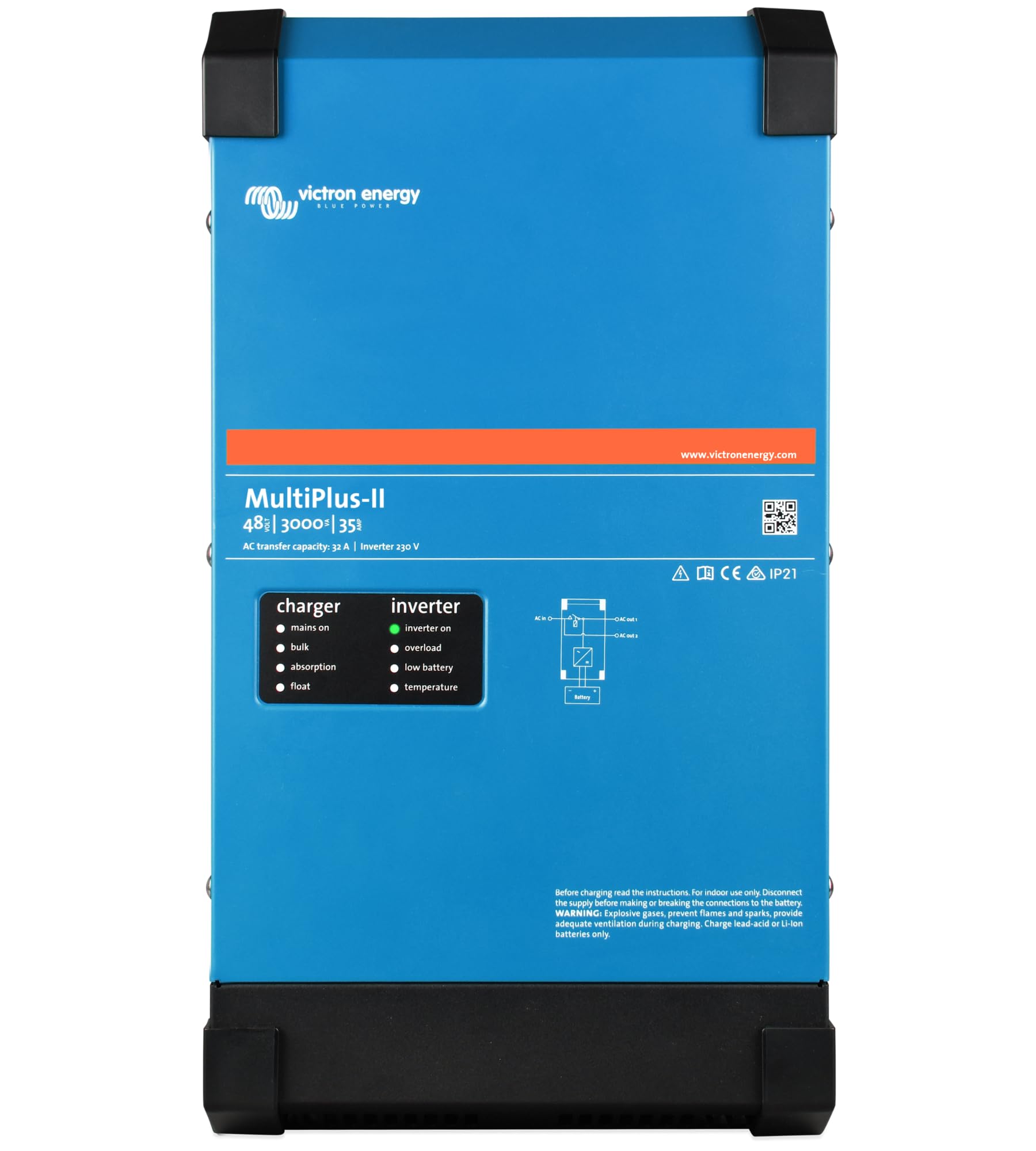 Victron Energy MultiPlus-II Reiner Sinus Wechselrichter 35 Amp Batterie Ladegerät, Spannungswandler, Transferschalter Inverter Charger, 3000VA 48-Volt 230V Angebot bei HelloDeals