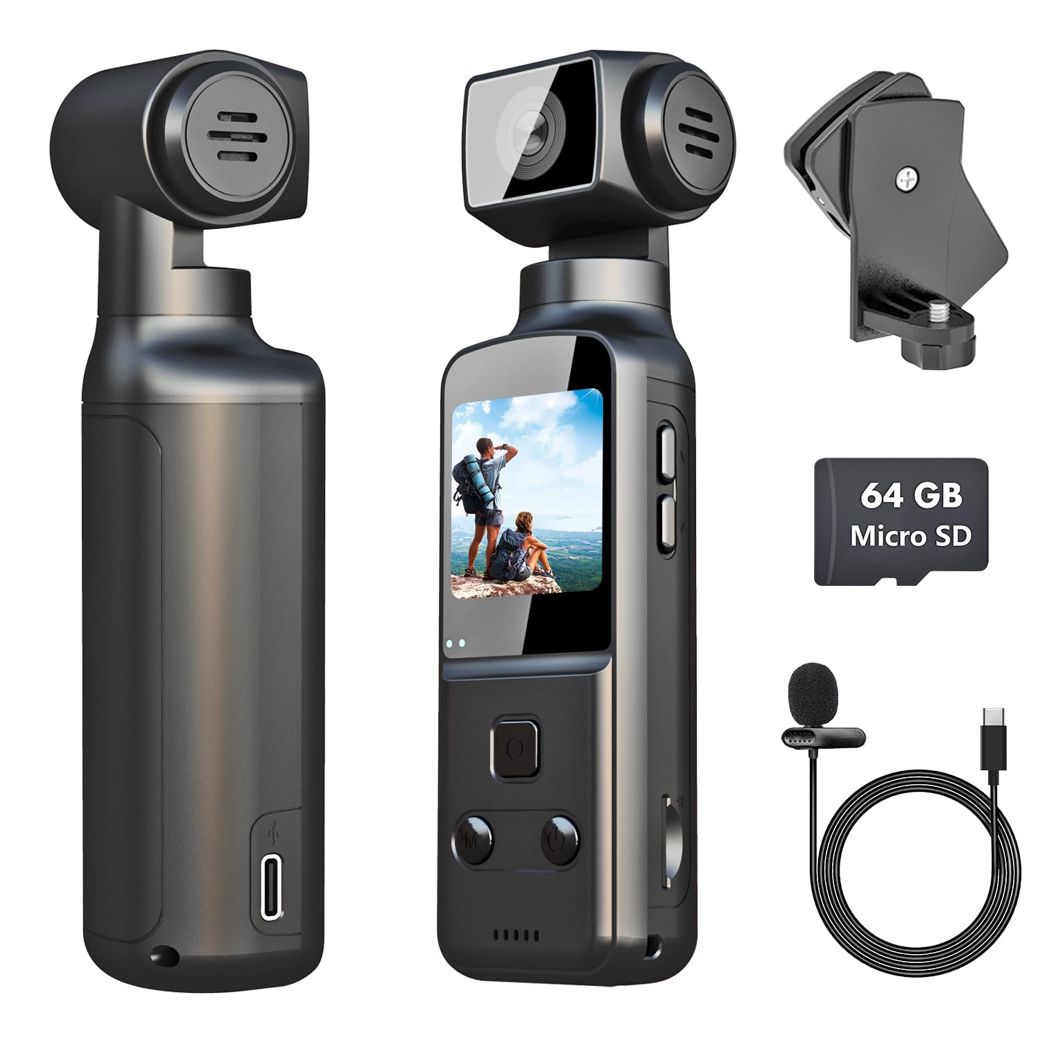 IXROAD 4K Bodycam Körperkamera, Vlog/POV Kamera mit 270° Drehbares Objektiv, Pocket Action Cam mit Externem Mikrofon, Clip und 64 GB TF-Karte Angebot bei HelloDeals