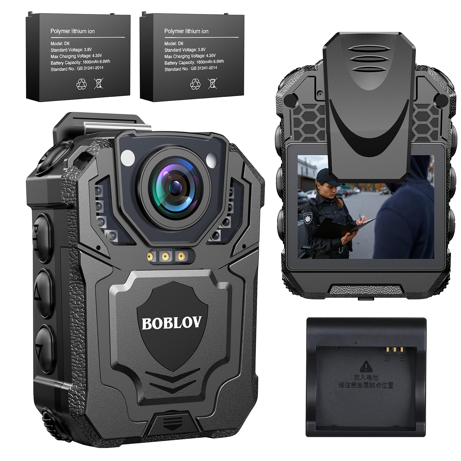 BOBLOV T5 Bodycam, 128GB 1440P Körperkamera Body Camera mit Audio-Aufnahme, Zwei Batterien mit Dock, tragbare Polizei-Körperkamera für Strafverfolgung, Nachtsicht, Dateischutz Eingebaute 64 GB Angebot bei HelloDeals