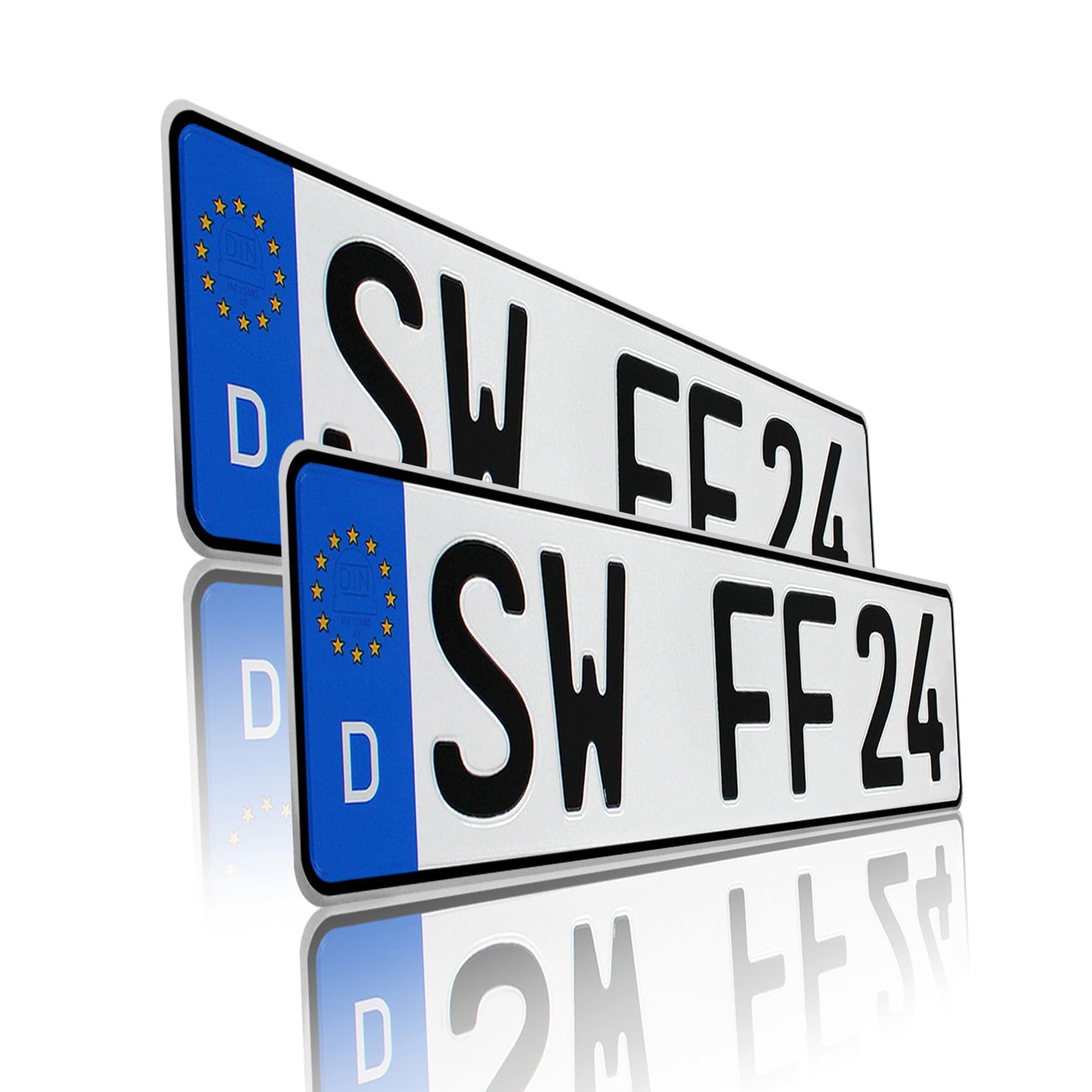 Finest Folia Kfz Kennzeichen | DIN Zertifiziert | 520x110mm | Für Auto Fahrradträger Anhänger | offizielle Nummernschilder | Wunsch Prägung Angebot bei HelloDeals