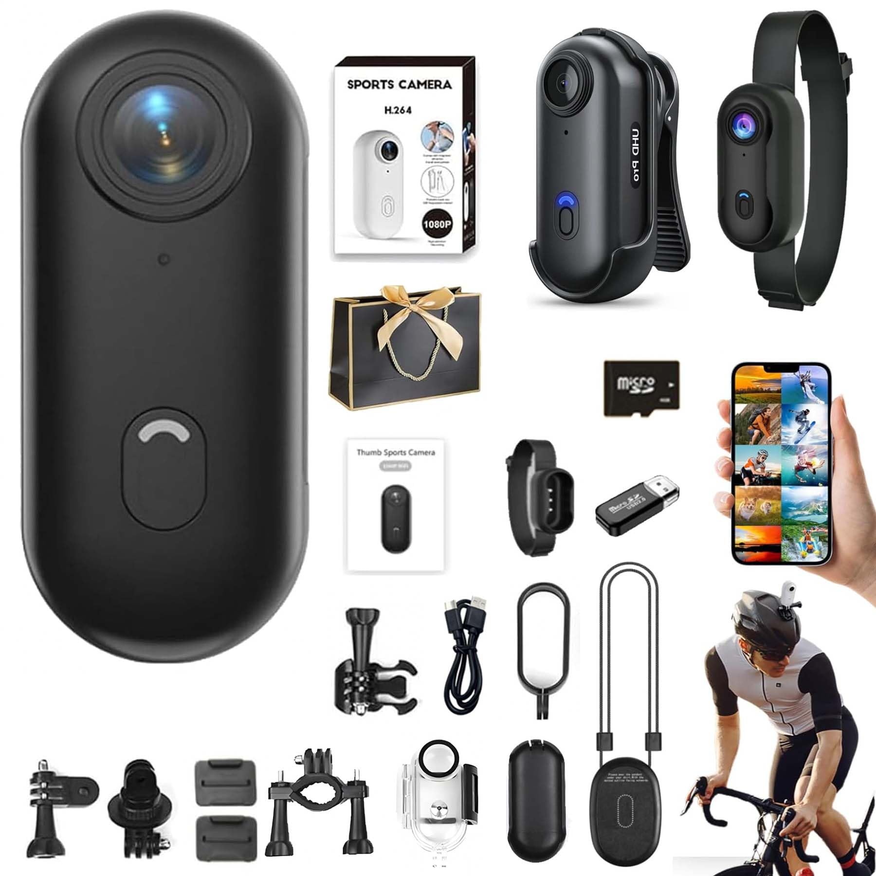 Sunshine smile 4k Körperkamera,Action Cam,Unterwasserkamera,Wasserdicht WiFi Kamera,Tragbare Kamera,Motorrad Bodycam,120-Minuten-Batterie Für Radfahren,Helmkamera,Multifunctional Accessories (4K-64G) Schwarz Angebot bei HelloDeals