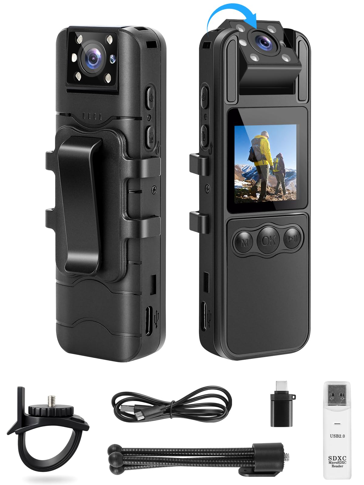 SPIKECAM Body Cam mit Audio & Video, Bodycam Körperkamera Mini, 64GB, Nachtsicht, SOS, tragbare Body Camera für Sicherheit, Outdoor & Beruf Angebot bei HelloDeals