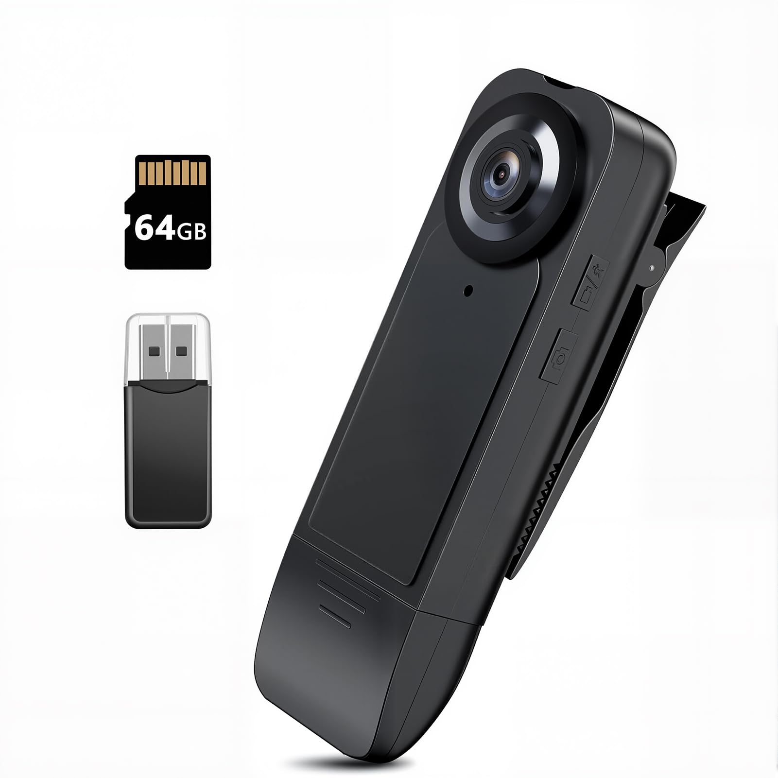 HD 1080P Mini Kamera, Bodycam überwachungskamera Ohne Wlan mit 64g Speicherkarte, Mini Kamera mit Nachtsicht Bodycam Körperkamera für Innen Aussen überwachung, Audio Video Aufzeichnung Kleine Kamera Angebot bei HelloDeals