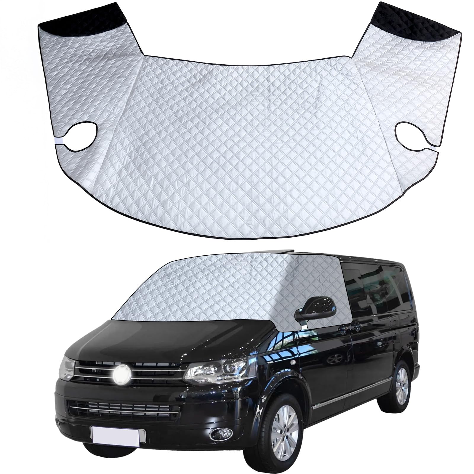 VexNook Windschutzscheibenabdeckung für VW T5 03-15 – Frontscheibenabdeckung Premium 2-lagige Baumwolle mit Magnetunterlage für Ganzjährigen Schutz, UV-Reflexion und gegen Sonne, Schnee und EIS Angebot bei HelloDeals
