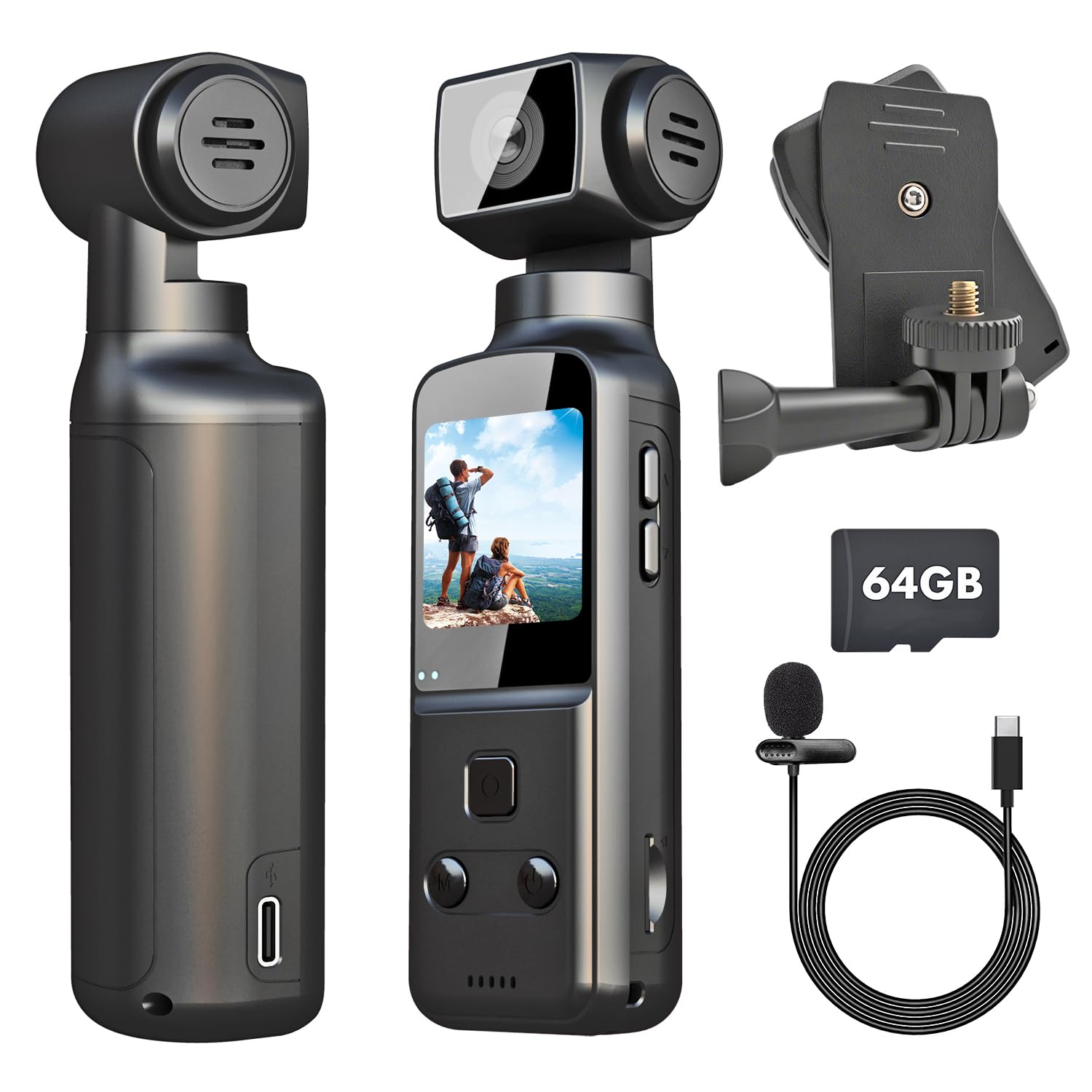 IXROAD 4K Bodycam Körperkamera, POV/Vlog/Pocket Kamera mit 270° Drehbares Objektiv, Sports Action Cam mit Externem Mikrofon, Clip und 64 GB TF-Karte Angebot bei HelloDeals