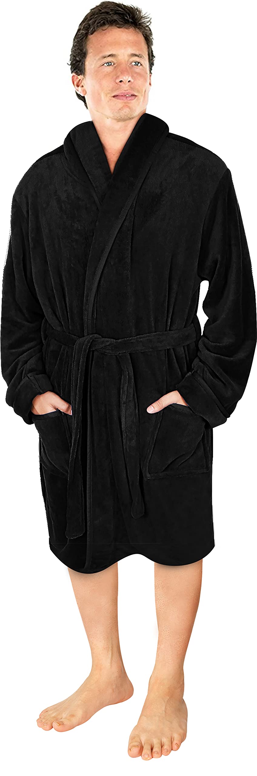 NY Threads Morgenmantel Herren Fleece Plüsch Weich Bademantel Nachtwäsche Hausmantel XL Schwarz Angebot bei HelloDeals