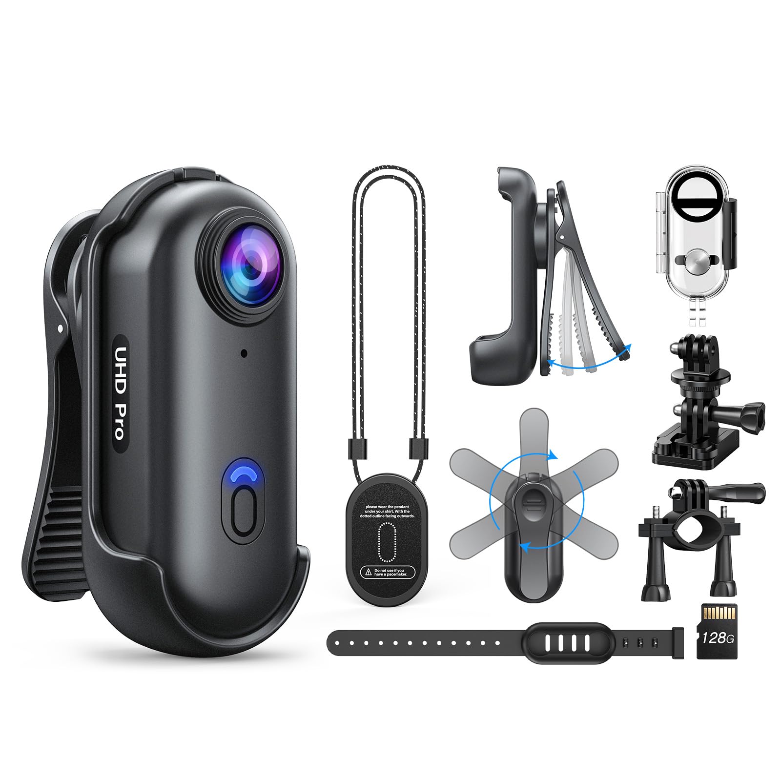 BOBLOV W4 4K Bodycam Körperkamera Mini, Body Cam mit 360° drehbarem Clip und Magnetclip, 90 Minuten für Aufnahmen, für Vorträge, Reisen, Spaziergänge mit Haustieren (4K 128 GB wasserdicht) Angebot bei HelloDeals