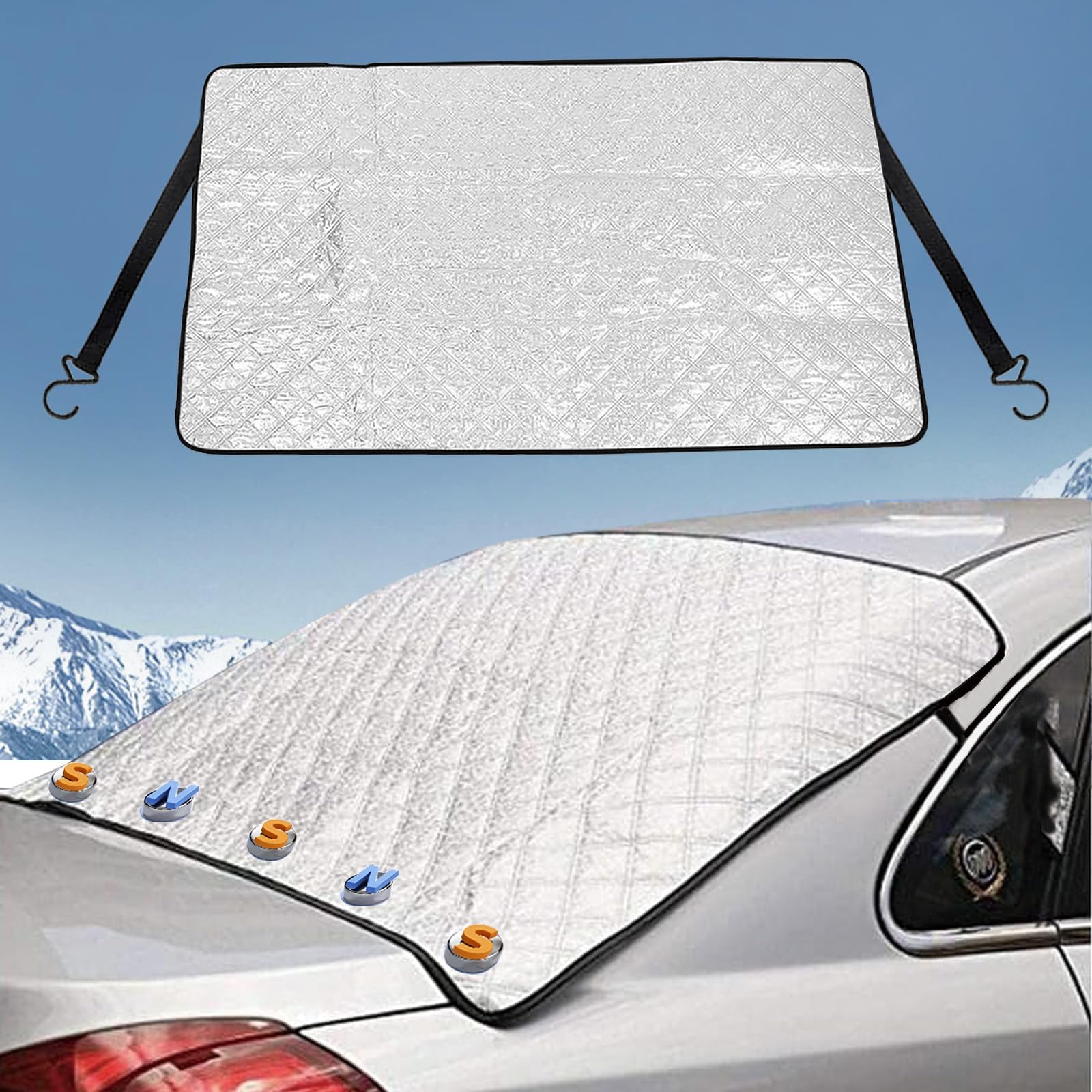 Frontscheibenabdeckung Winter, Windschutzscheibenabdeckung, Hochleistungs-Ultra-Dick Schutzabdeckung Schnee EIS Frost Staub Wasserbeständig UV,Flexible Größe für SUV LKW Auto Groß Oder Klein Autoabdeckung-Heck Angebot bei HelloDeals