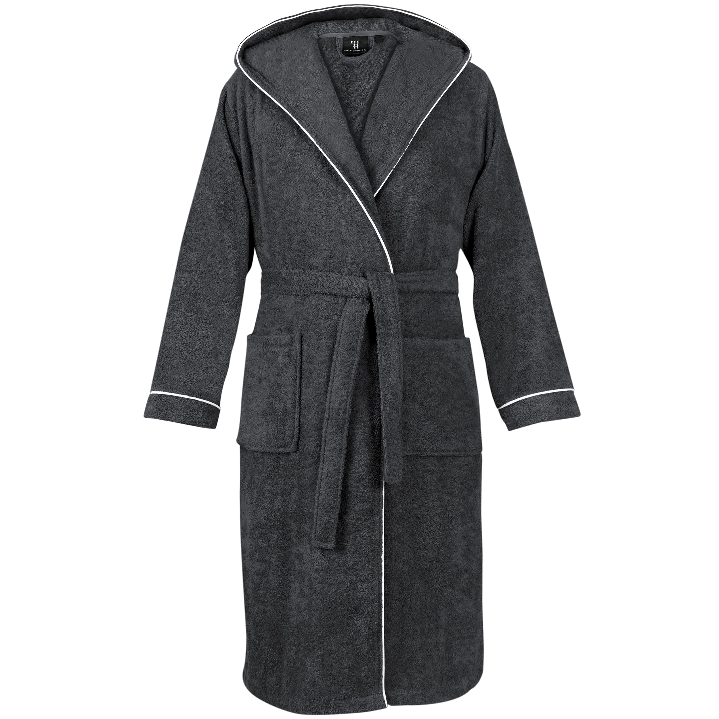 LAYNENBURG Bademantel Herren Frottee - Kapuze - Lang - 100% Baumwolle (360g/m2) - OEKO TEX Standard 100 - Größe M, L, XL, XXL, 3XL Angebot bei HelloDeals