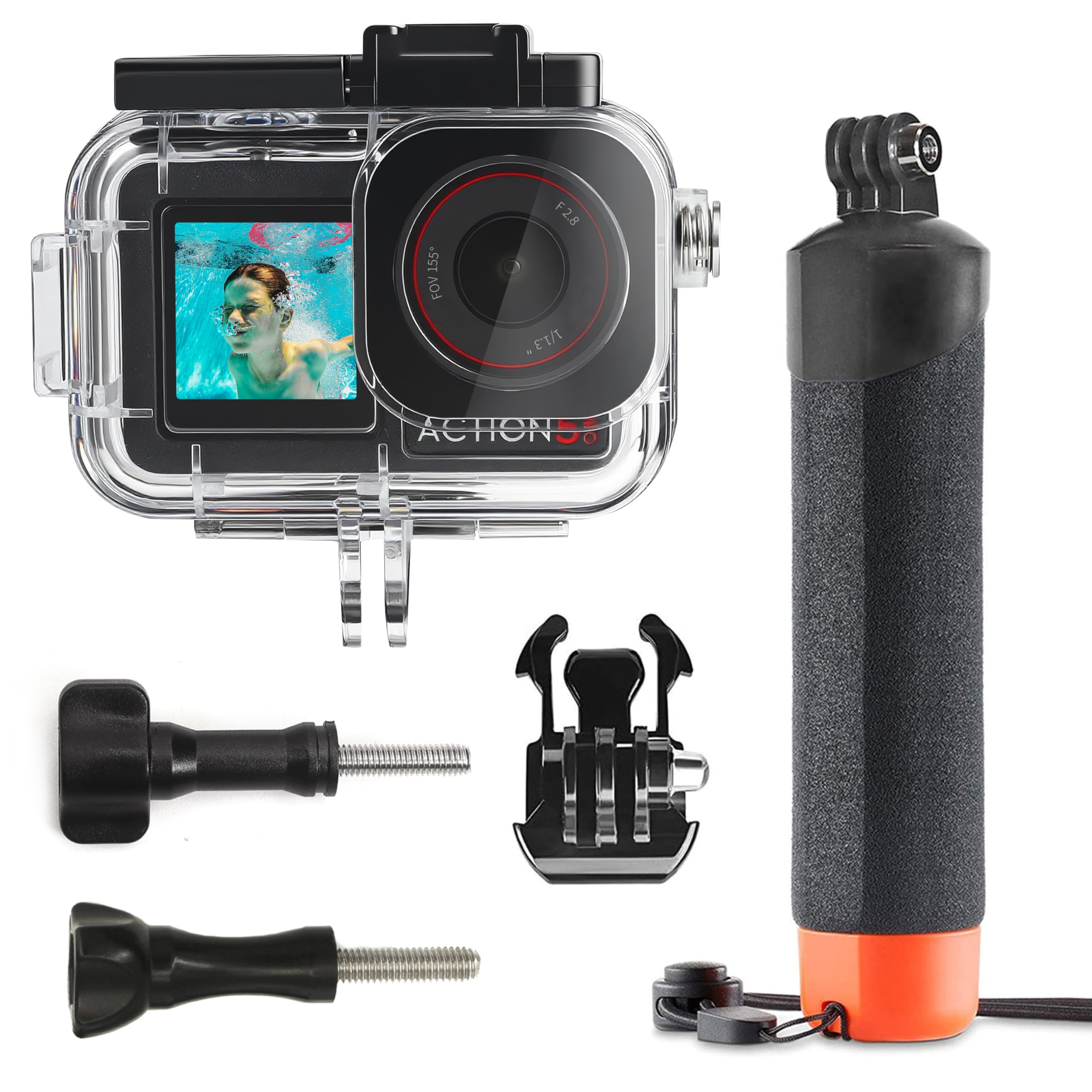FitStill 50M/164FT Wasserdichtes Unterwassergehäuse und Schwimmendem Griff, geeignet für DJI osmo Action 5pro/Action 4/Action 3 Zubehör Tauchset Angebot bei HelloDeals