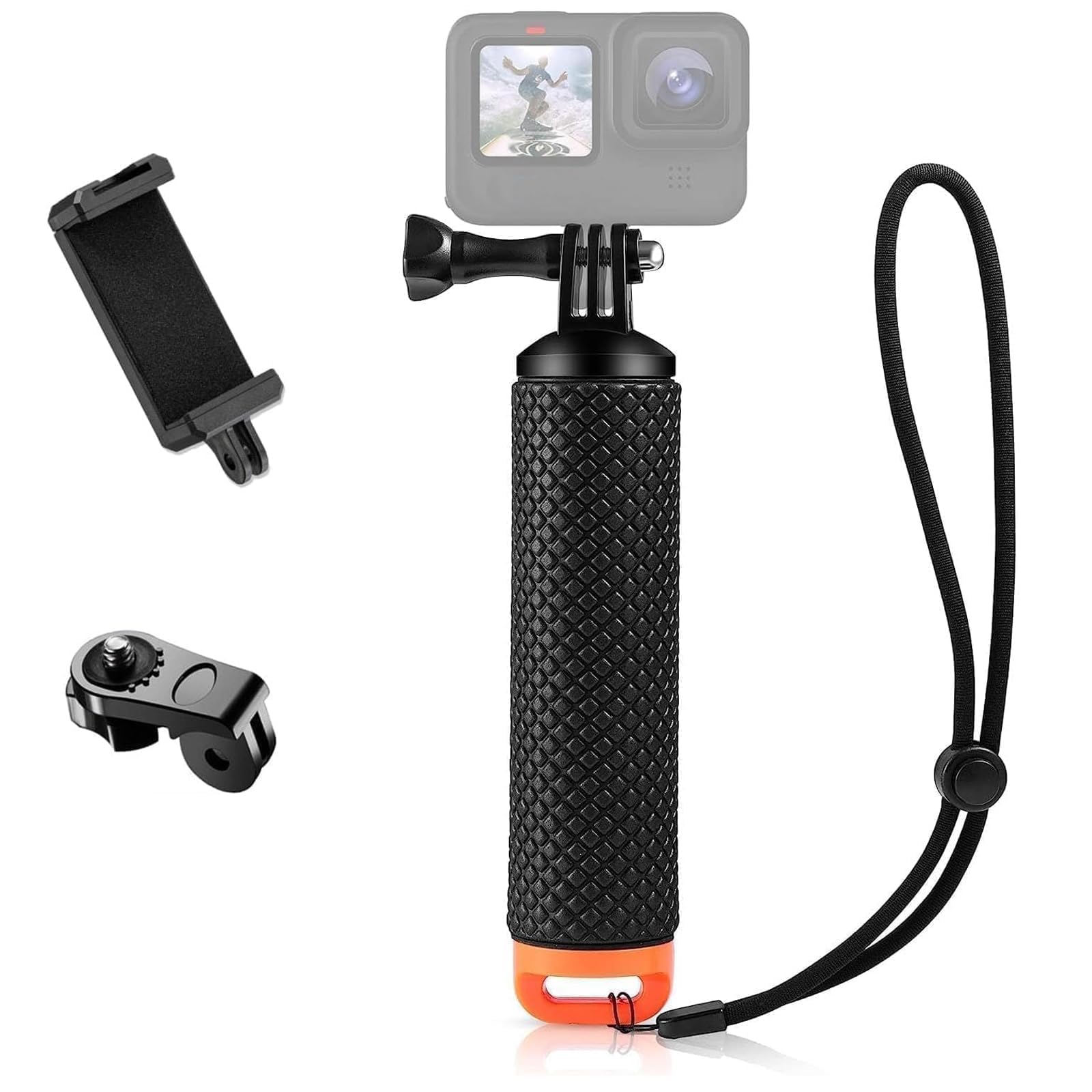 ShipeeKin Schwimmer Handgriff Action Cam Unterwasser Handgriff Einbeinstativ Floating Hand Grip Tauchen Stock mit Schraubenadapter für Handys, alle Gopro Serien Kameras, Fusion, Insta360, SJCAM usw. Orange Angebot bei HelloDeals