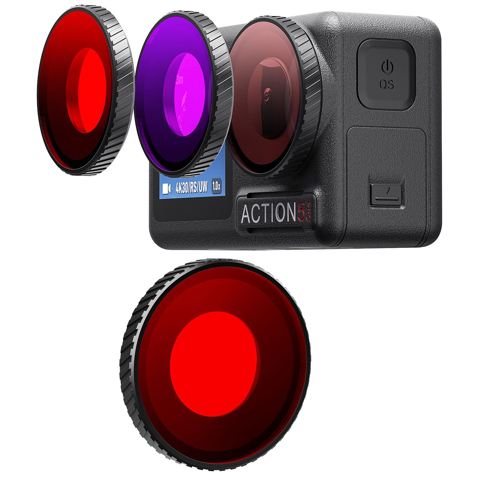 Honbobo Tauchfilter für DJI Osmo Action 5 Pro Hellrot/Rot/Violett Filter Unterwasser Filter Objektiv Schutz Zubehör für DJI Osmo Action 5 Pro 4 (Red) Angebot bei HelloDeals