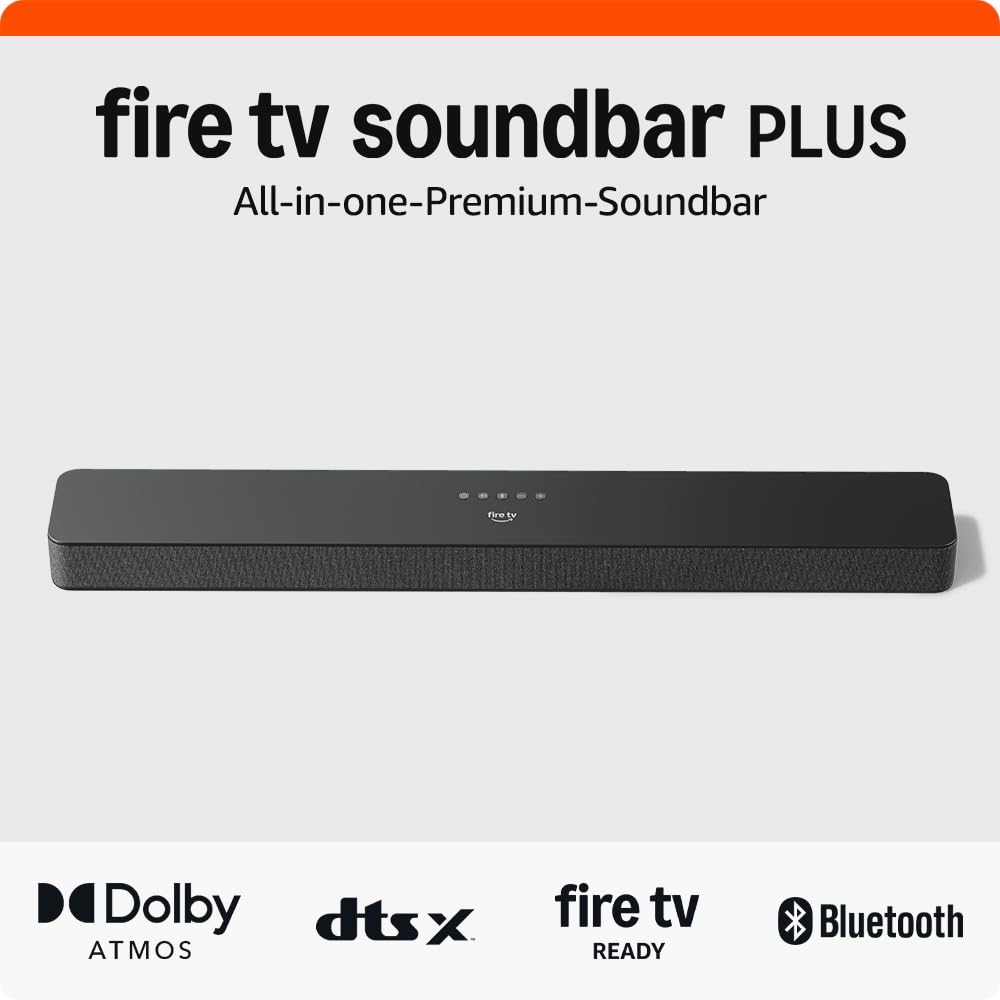 Amazon Fire TV-Soundbar Plus | 3.1-Kanal-Sound, All-in-one-Design, Dolby Atmos, DTS:X, auch ideal für Dialoge geeignet | 2024 Angebot bei HelloDeals