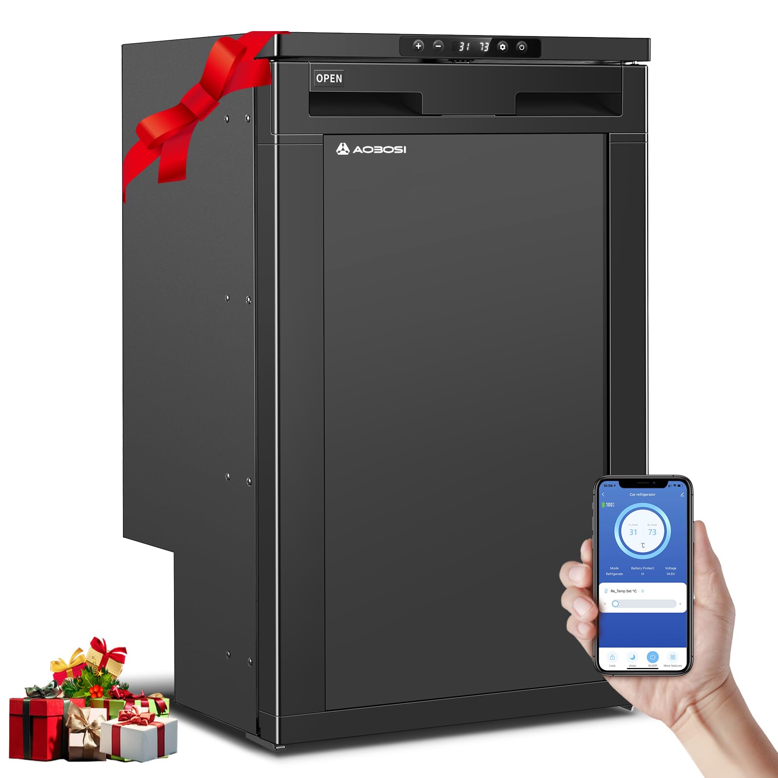 AAOBOSI 83L Kompressor Kühlbox, Wohnmobil Kühlschrank mit APP-Steuerung, 12/24V DC, Kühlbox Auto mit LED-Leuchten, bis -20℃ Kompressor Kühlschrank für Auto, LKW, Boot, Reisemobil, Camping und Reisen Angebot bei HelloDeals