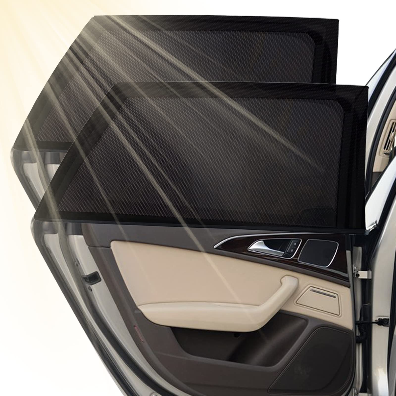 Joyblossom Sonnenschutz Auto Baby, Sonnenschutz Auto,Sonnenschutz Auto Netz Dehnbar, Universal Sonnenblende Auto Kinder, Auto UV Schutz Seitenfenster für Kinder & Haustiere, 120 x 50cm, 2 Stück Schwarz Angebot bei HelloDeals