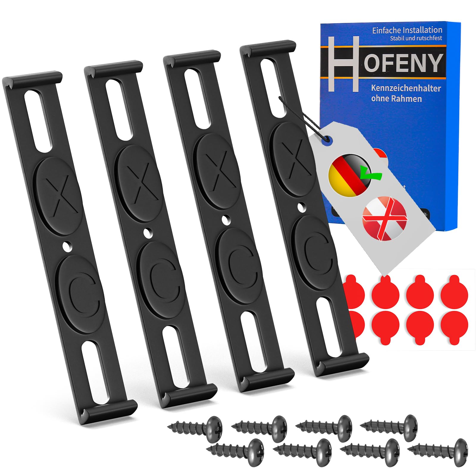 Hofeny Kennzeichenhalter Unsichtbarer Rahmenlos Nummernschildhalter für jedes Auto, Kennzeichenhalterung Set für 2 Kennzeichen, Kennzeichentafeln 110mm Kennzeichenrahmen, 3D /Österreich UNGEEIGNET Angebot bei HelloDeals
