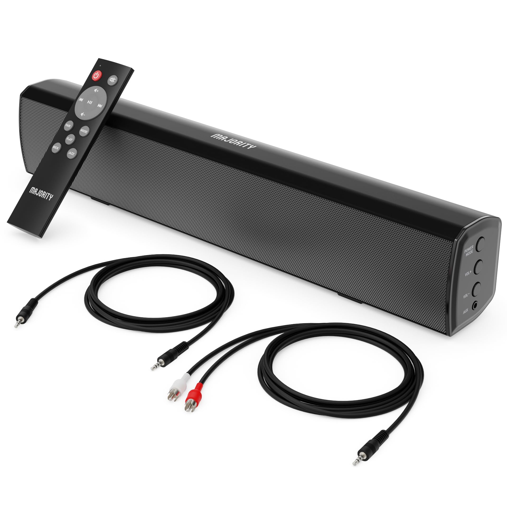 MAJORITY Bowfell Soundbar für TV & PC | 50W Mini Soundbar mit Bluetooth 5.0 | 2.0 Stereo Lautsprecher | USB-Wiedergabe, AUX & Optischer Eingang | inklusive Fernbedienung (Schwarz) Angebot bei HelloDeals