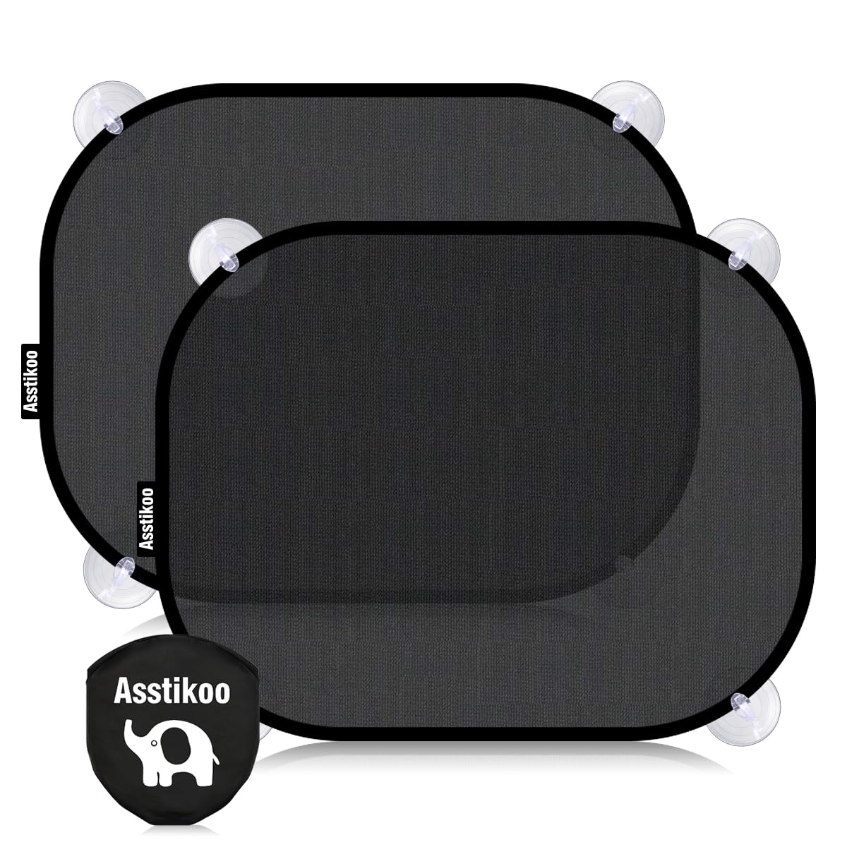 Asstikoo Sonnenschutz Auto Baby UV-Schutz UPF50+, Autofenster Sonnenschutz für Kinder GSM110+Nylon,45x35,5cm Sonnenblende Auto Baby mit 8 Saugnapf, Sonnenblende für Seitenfenster-2 Stück Schwarzblau Angebot bei HelloDeals