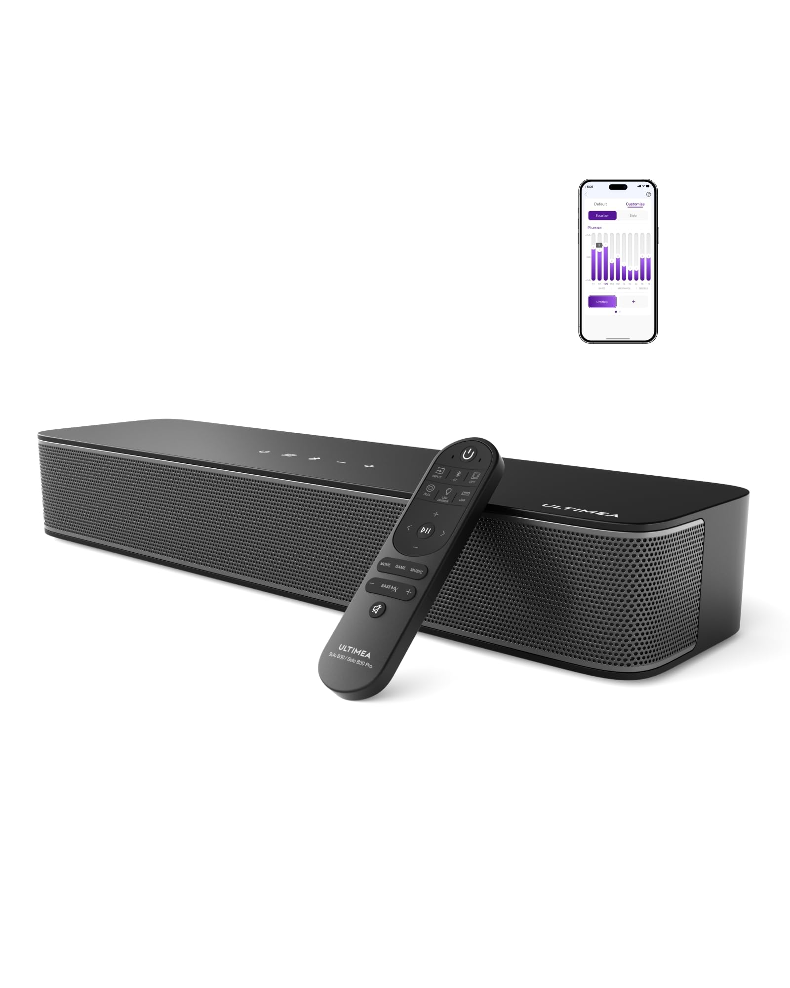ULTIMEA 2.1 Kanal Soundbar für TV Geräte mit integriertem Subwoofer, APP-Steuerung, All-in-One Soundbar für Fernseher, TV-Lautsprecher mit verstellbarem Bass, Bluetooth 5.3 TV Sound Bar, Solo B30 Angebot bei HelloDeals