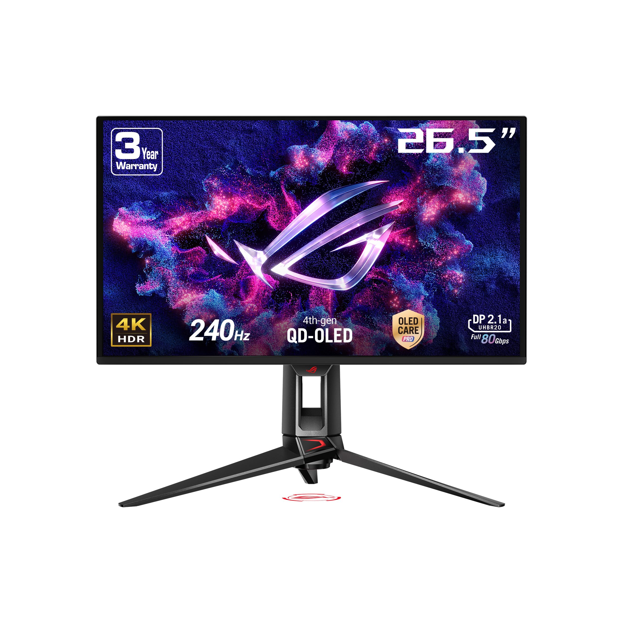 ASUS ROG Swift OLED PG27UCDM - 27 Zoll 4K UHD Gaming Monitor - 240 Hz, 0.03ms GtG, G-Sync, FreeSync, AdaptiveSync, KVM Switch, HDR 400 - QD-OLED, 16:9, 90W USB-C, DP 2.1, HDMI 2.1, USB-Hub, Ergo. 27 Zoll OLED 4K UHD 3840x2160 240 Hz, G-Sync, HDR400 TB Angebot bei HelloDeals