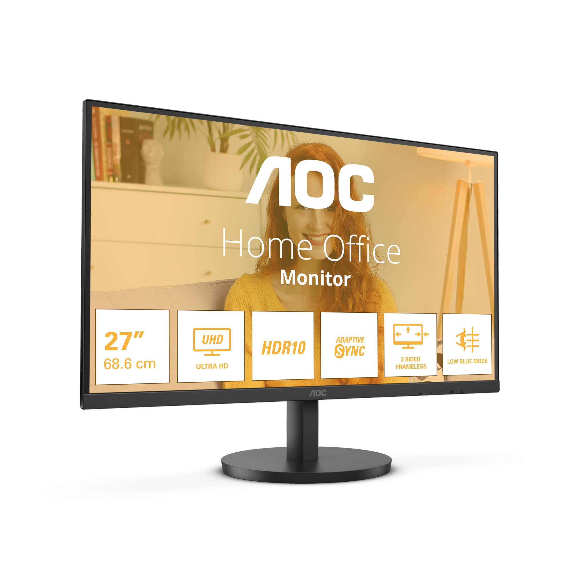 AOC U27B3M - 27 Zoll Ultra HD Monitor, Adaptive Synchronisation, HDR10 (3840x2160, 4K, 60 Hz, 2X HDMI 2.0, 1x DisplayPort 1.4) schwarz 27" UHD IPS 60Hz Lautsprecher + Höhenverstellbar No USB-C Angebot bei HelloDeals